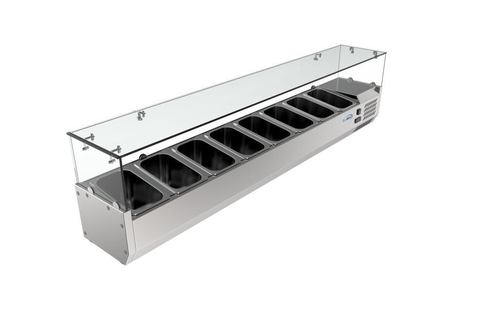 KoolMore 71 in. Eight Pan Refrigerated Countertop Condiment Prep Station