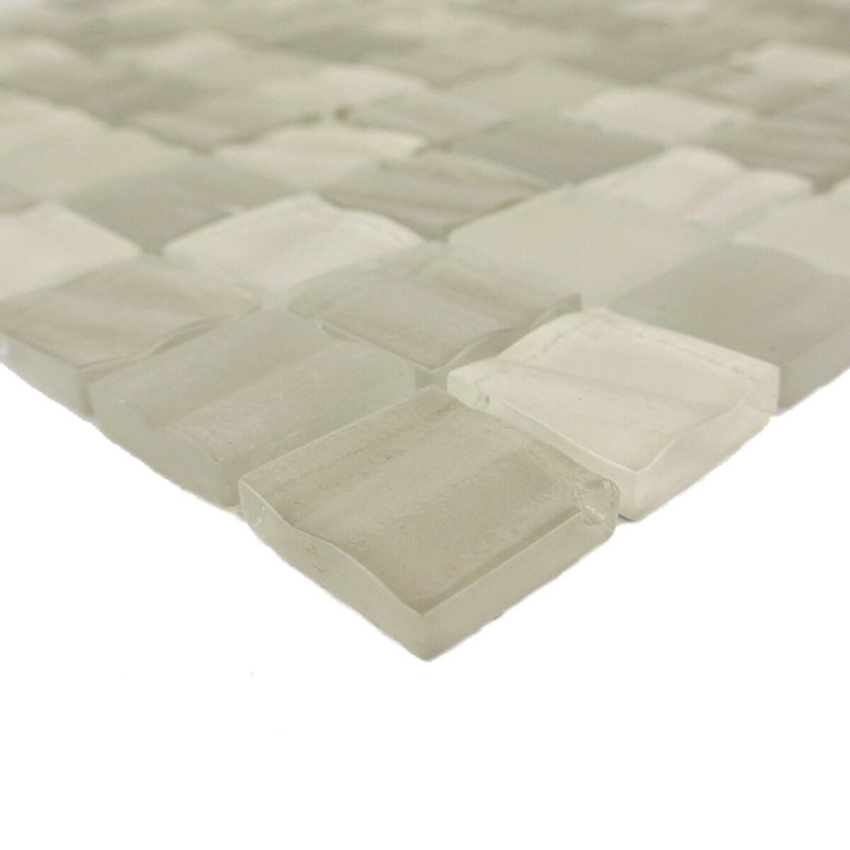 New Era 12 in.x 12 in. Textured Glass Straight Edge Square Mosaic Wall & Pool Tile