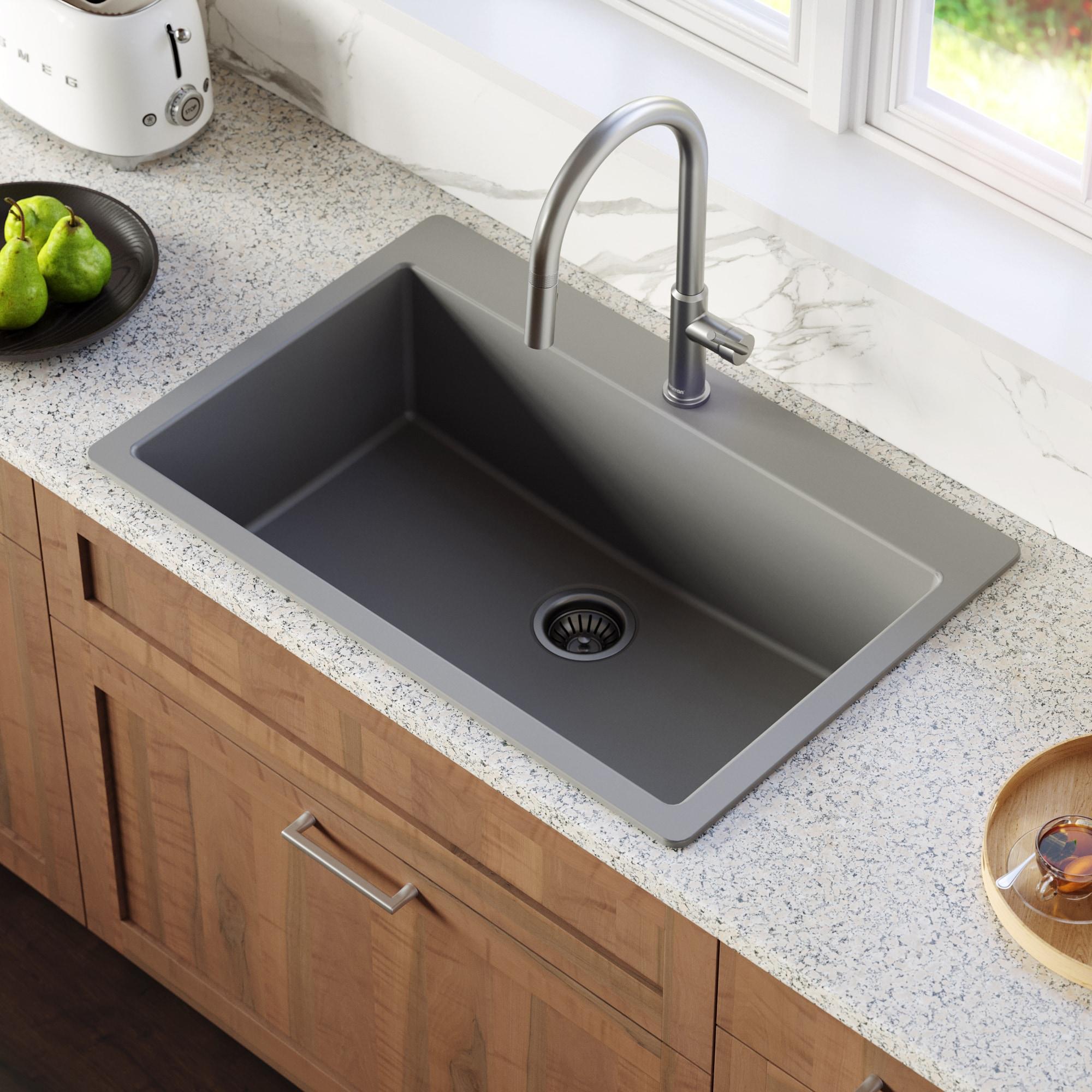 Karran Quartz 33'' X 22'' Large Single Bowl Drop-in Kitchen Sink