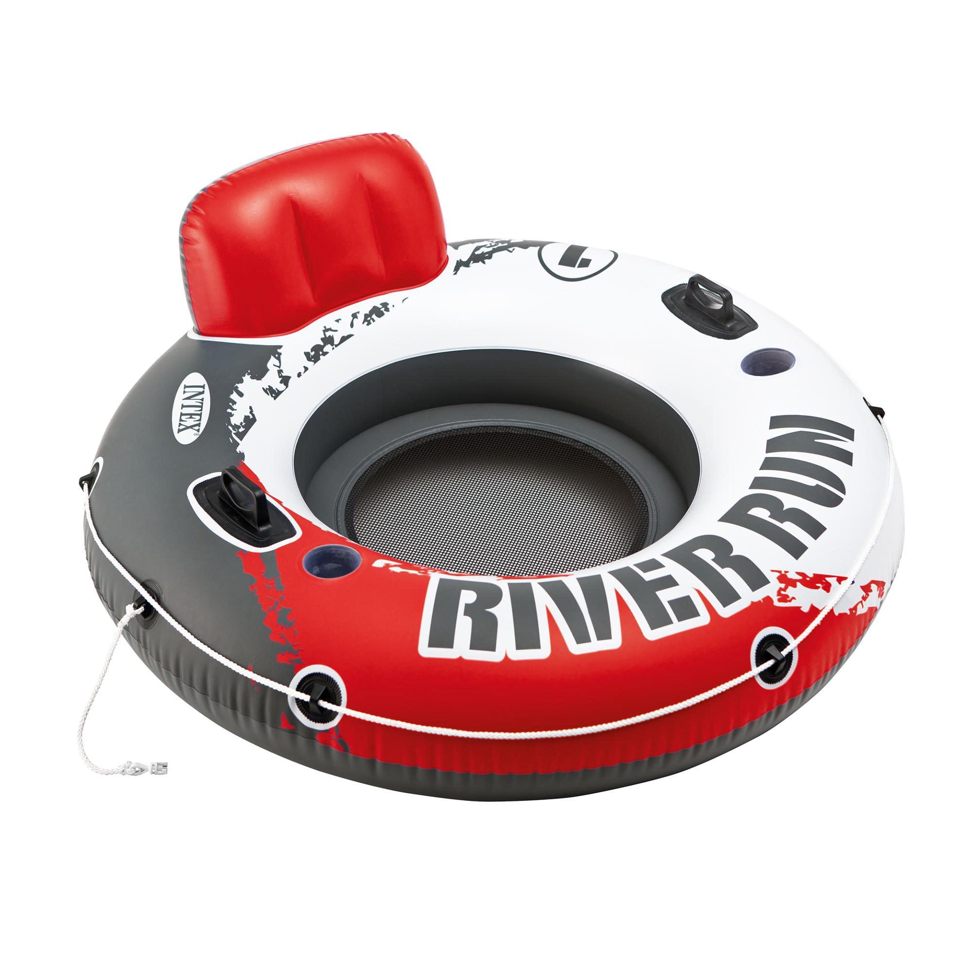 Intex River Run 53 Inch Inflatable Floating Water Tube Lake Pool Ocean Raft & River Run II Inflatable 2 Person Pool Tube Float w/ Cooler & Repair Kit