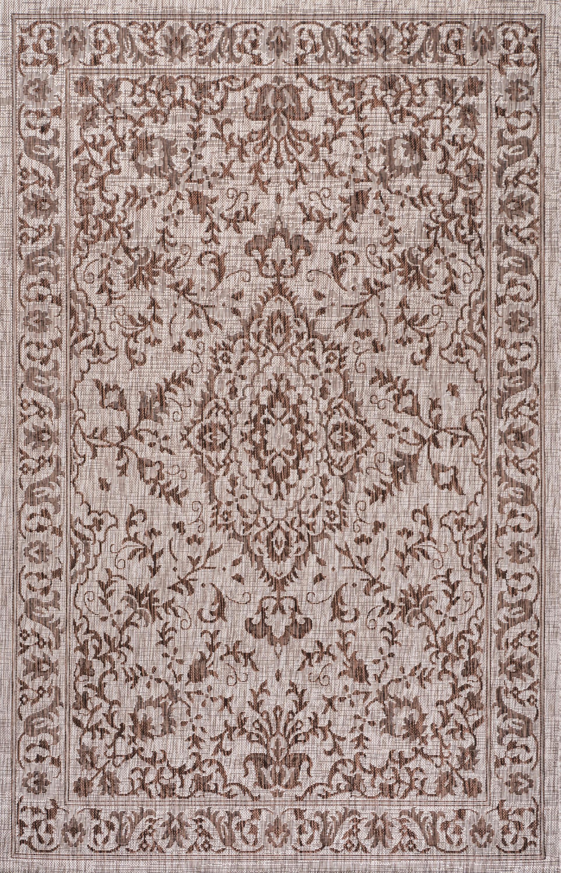 3'x5' Jerash Ornate Medallion Indoor/Outdoor Area Rug, Brown/Beige - JONATHAN Y