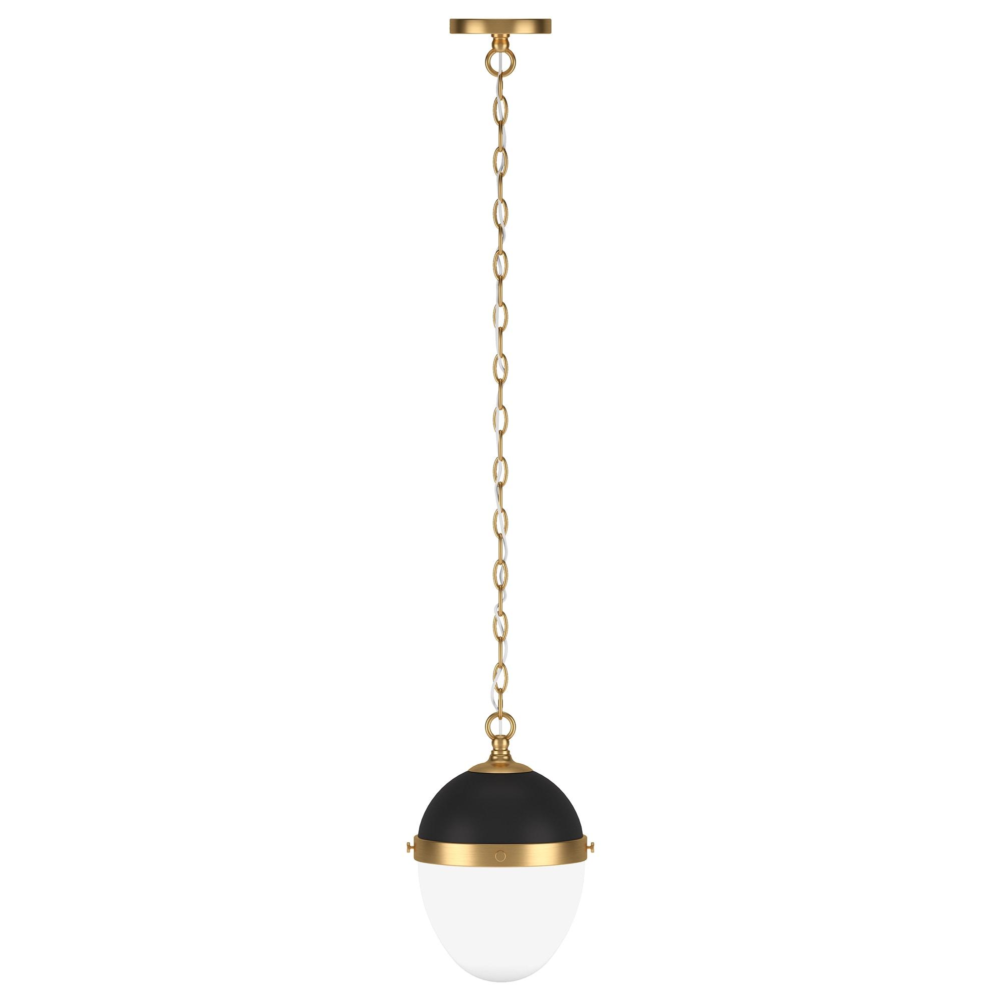 Aurelia Blackened Bronze and Brass Globe Pendant Light with White Milk Glass Shade