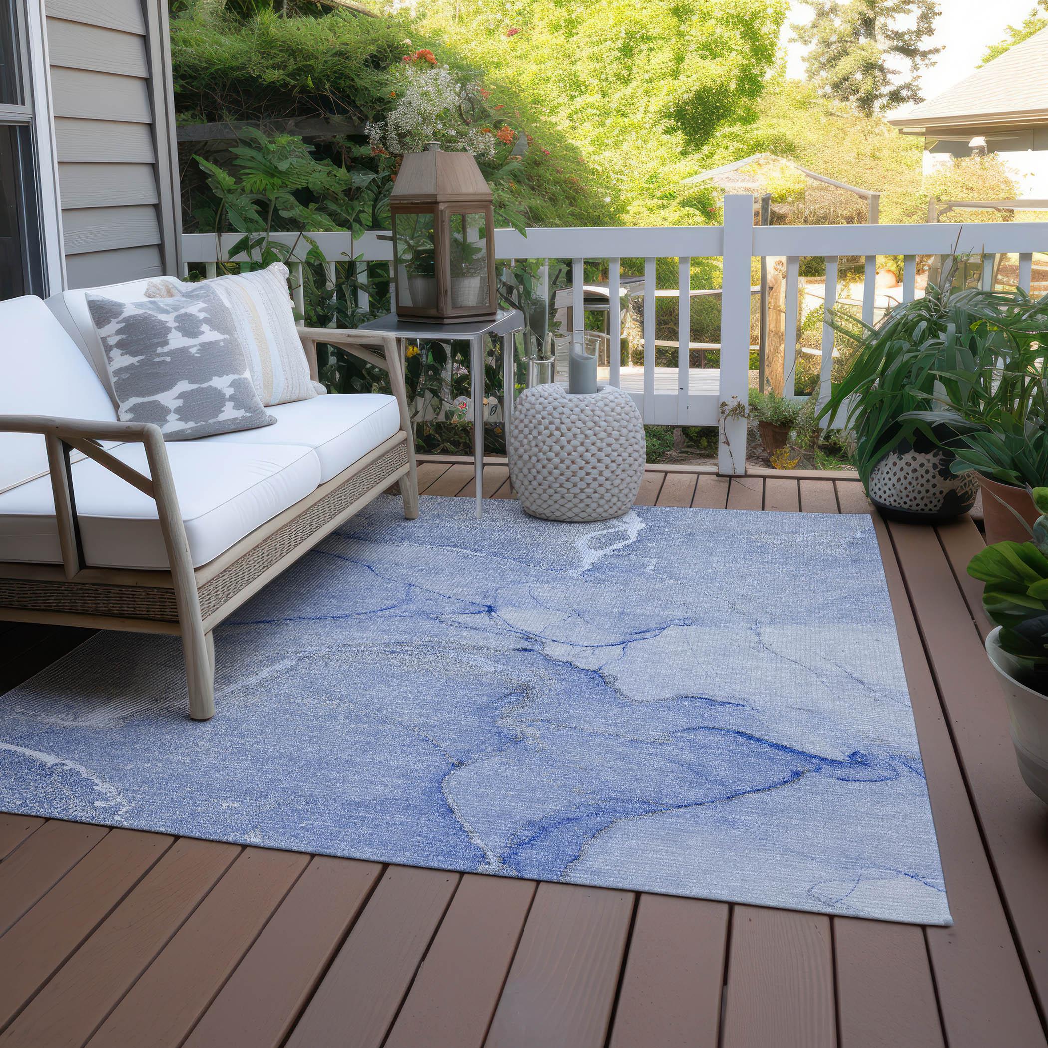 Addison Rugs Chantille ACN510BU 5 x 7 (ft) Polyester Blue Rectangular Indoor/Outdoor Abstract Machine washable Area rug