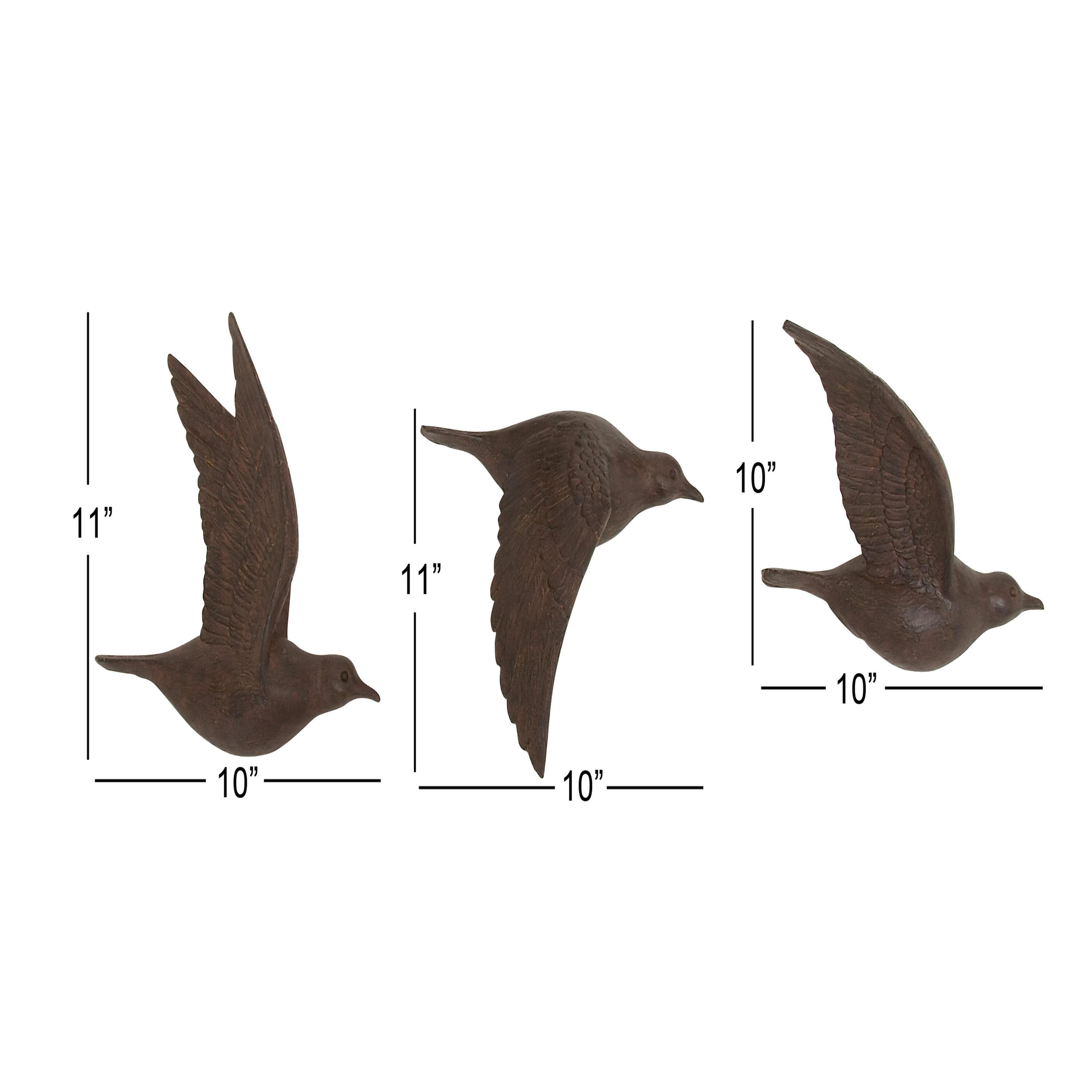 Polystone Bird Metallic 3D Sculpted Wall Decor Set of 3 Brown - Olivia & May: Ready to Hang, Coastal Style Decorative Sculptures