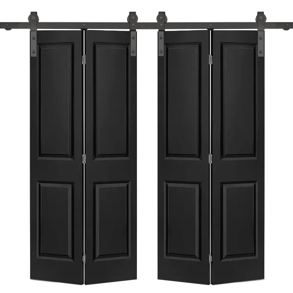 Calhome Paneled MDF Composite Double Bifold Barn Doors with Installation Hardware Kit