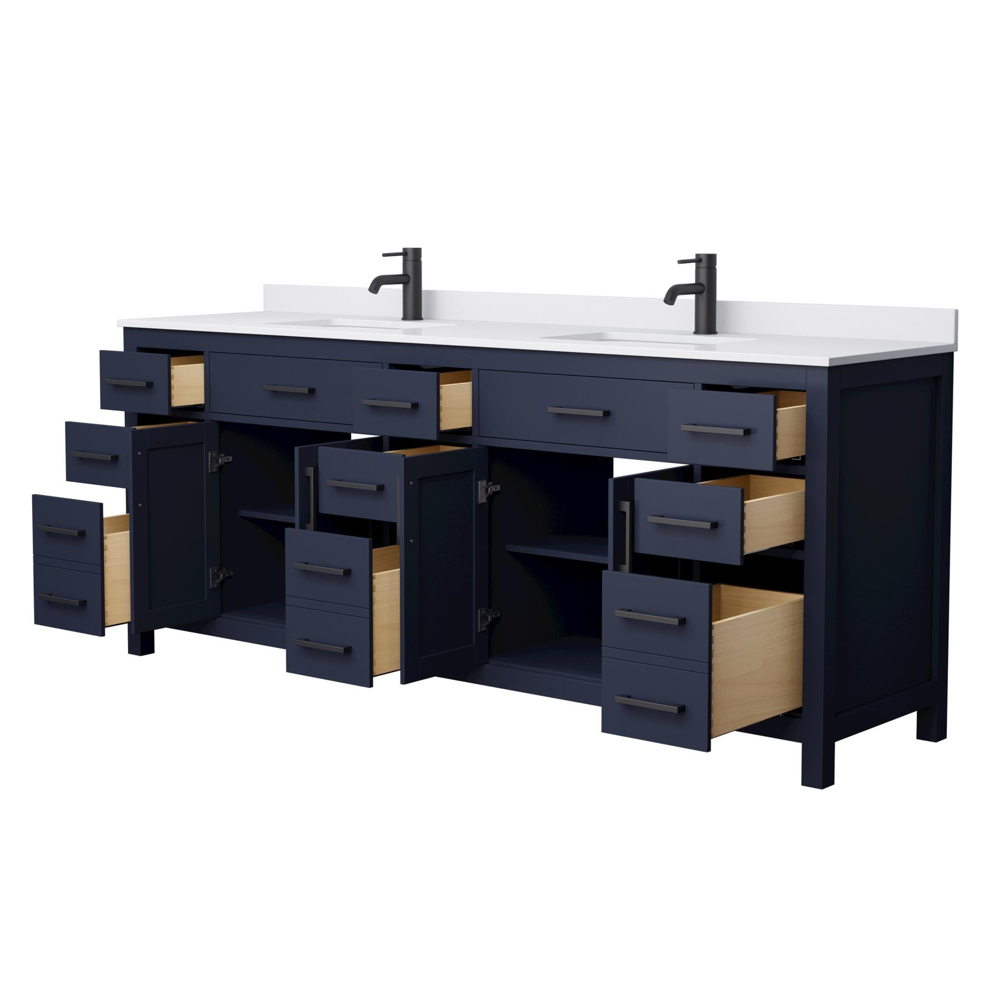 Beckett 84" Freestanding Double Bathroom Vanity with Cultured Marble Top