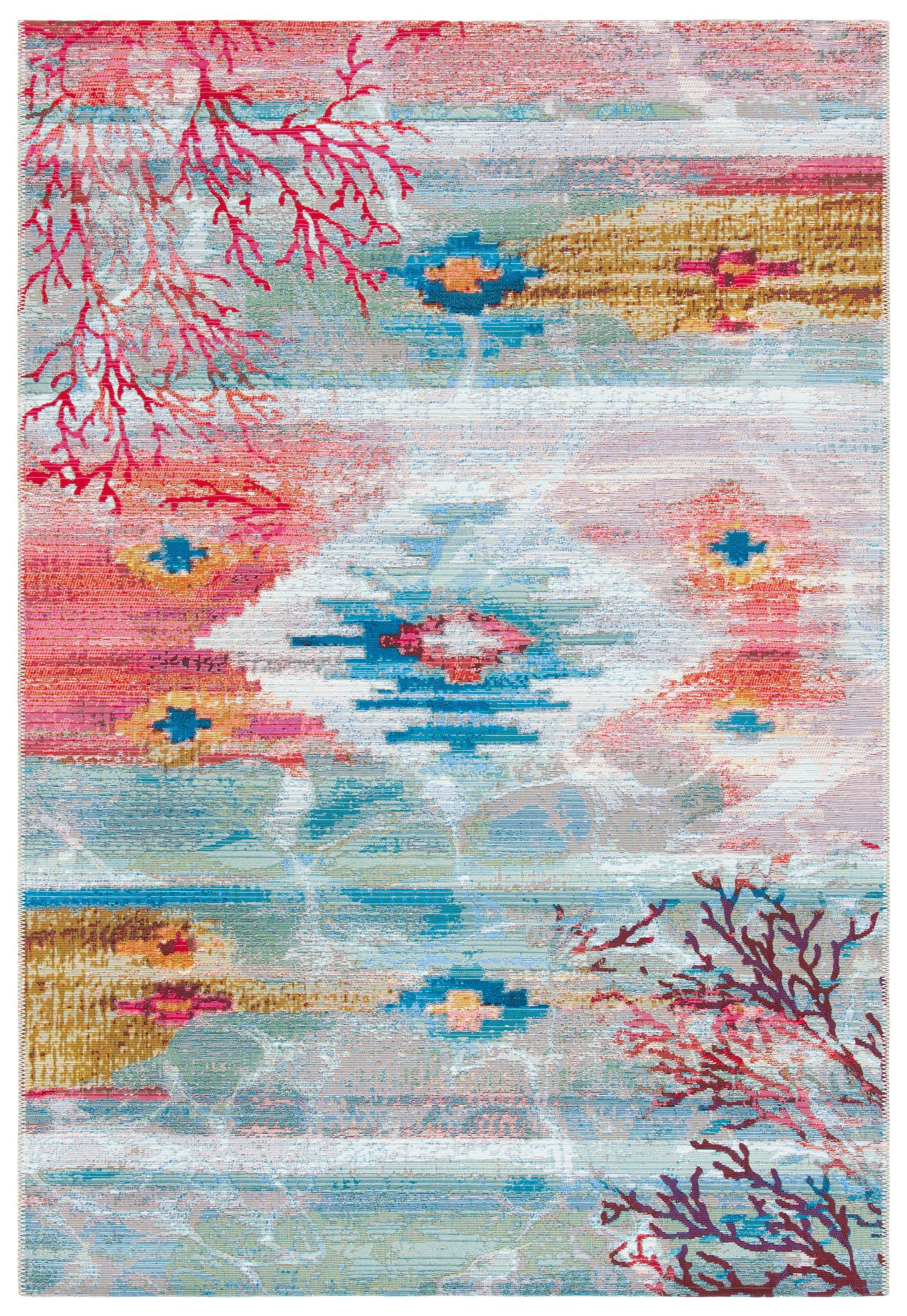 Barbados 500 BAR554 Power Loomed Indoor/Outdoor Area Rug - Light Blue/Pink - 8'x10'5" - Safavieh