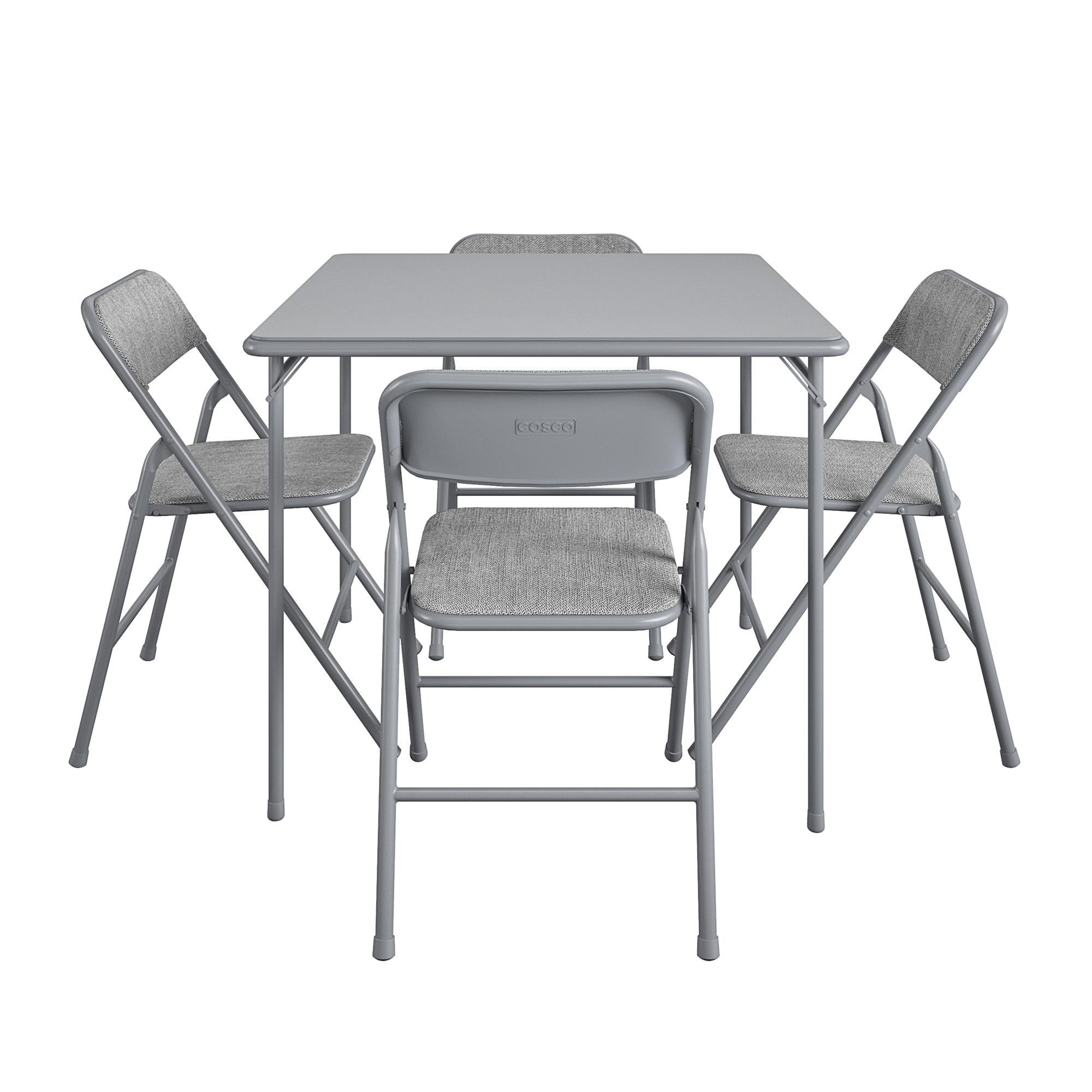 COSCO 5-Piece Folding Fabric Dining Set & 34" Vinyl Card Table