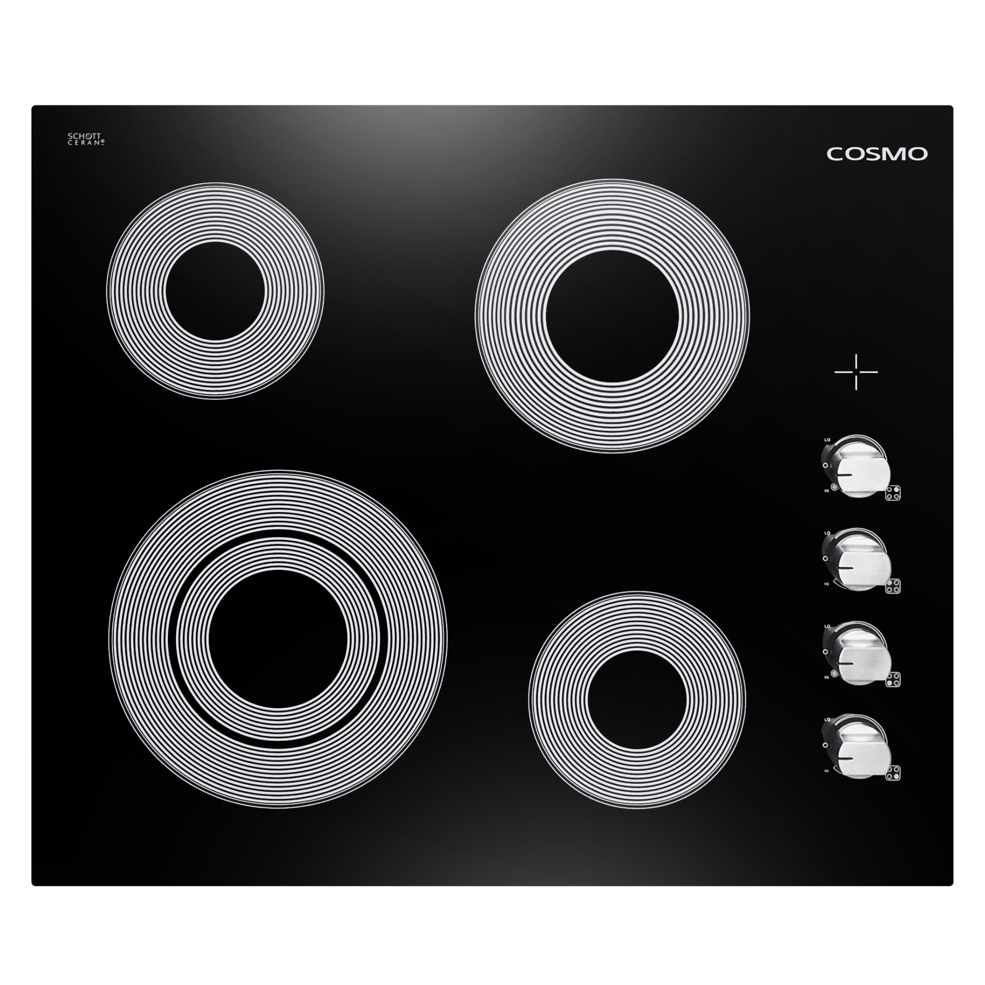 24 in. Electric Ceramic Glass Cooktop with 4 Elements, Dual Zone Element, Hot Surface Indicator Light and Control Knobs