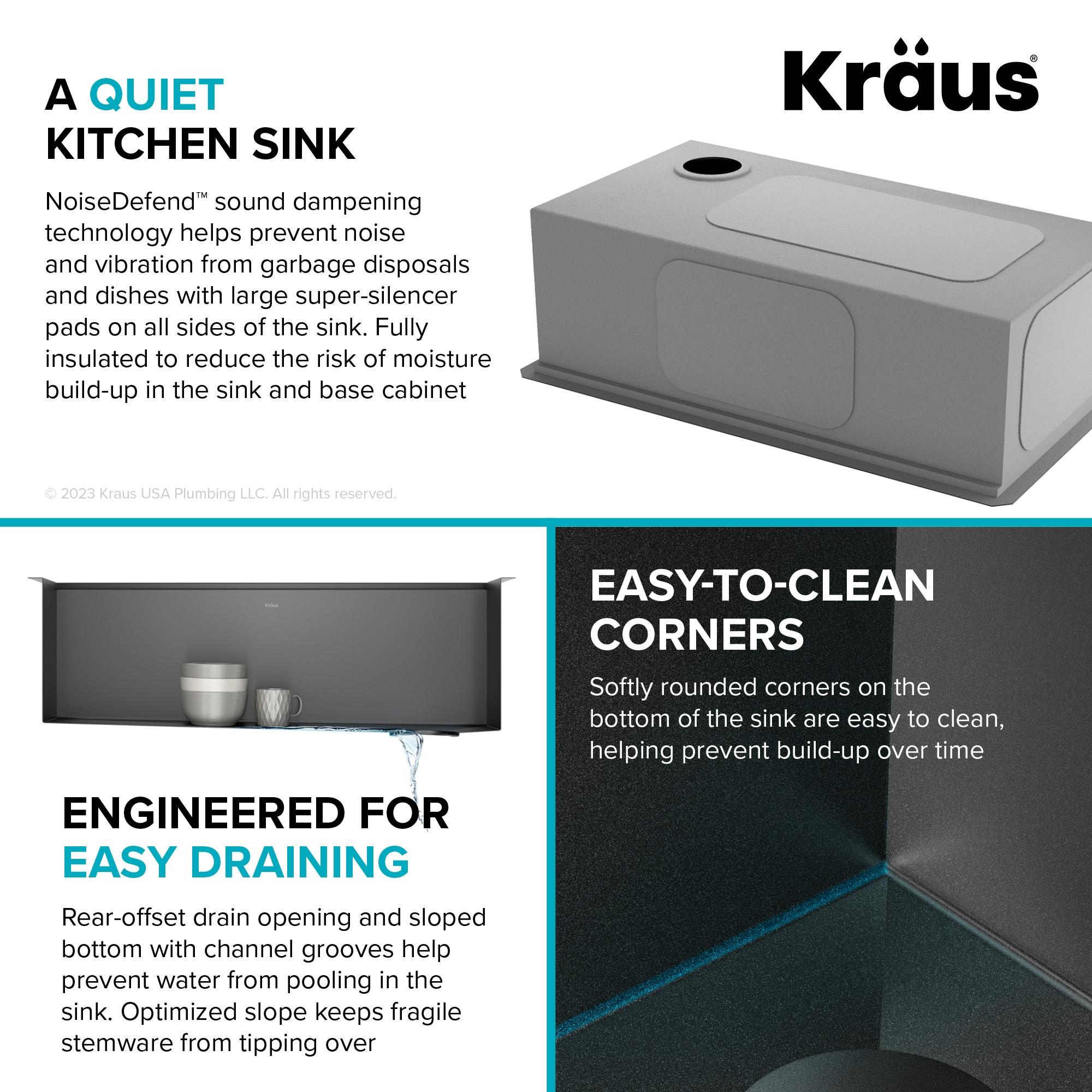 Kraus Kore Workstation 32 Undermount 16 Gauge Stainless Steel Single Bowl Kitchen Sink in PVD Gunmetal Finish with Accessories