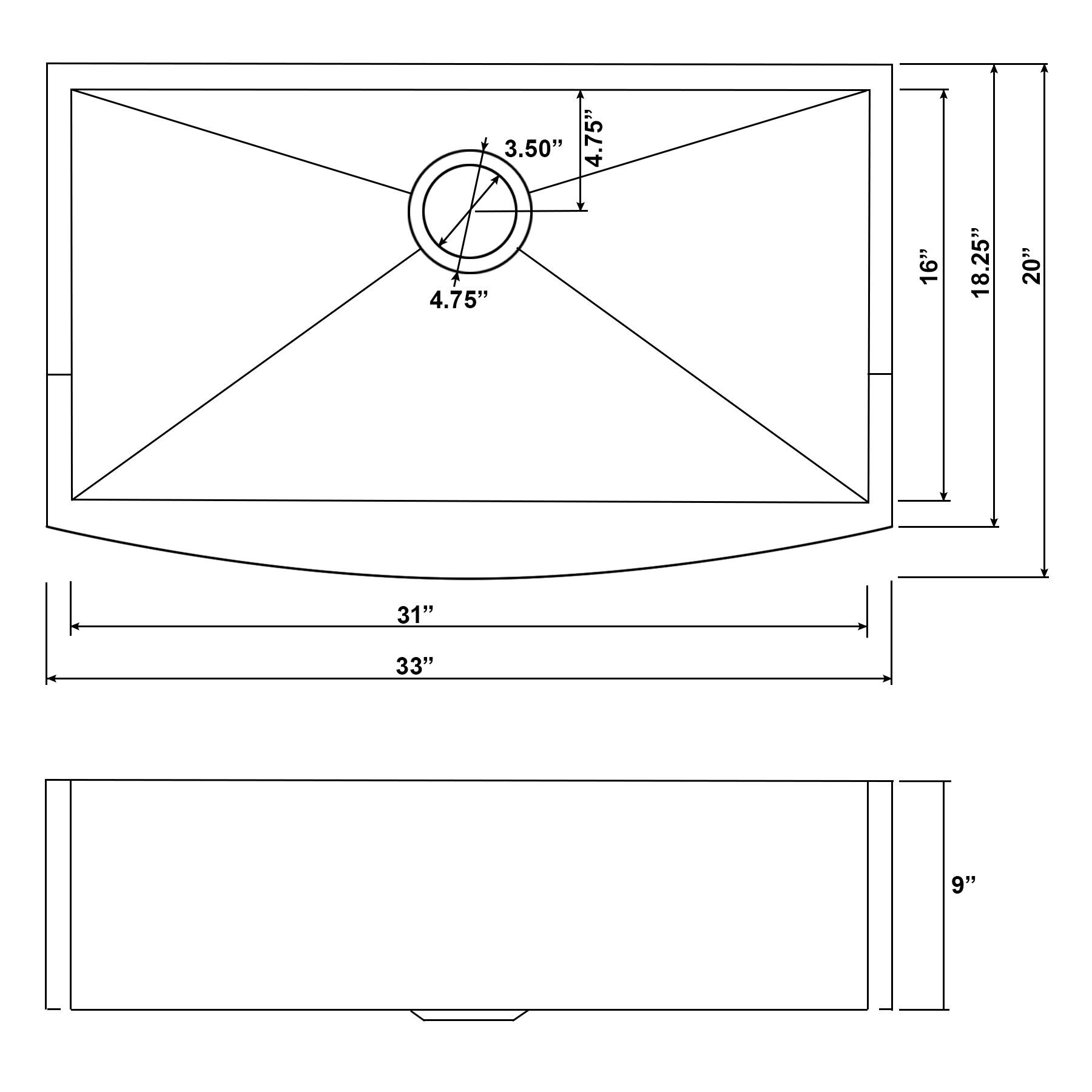 All-in-one 33" L x 20" W Farmhouse Kitchen Sink with Faucet