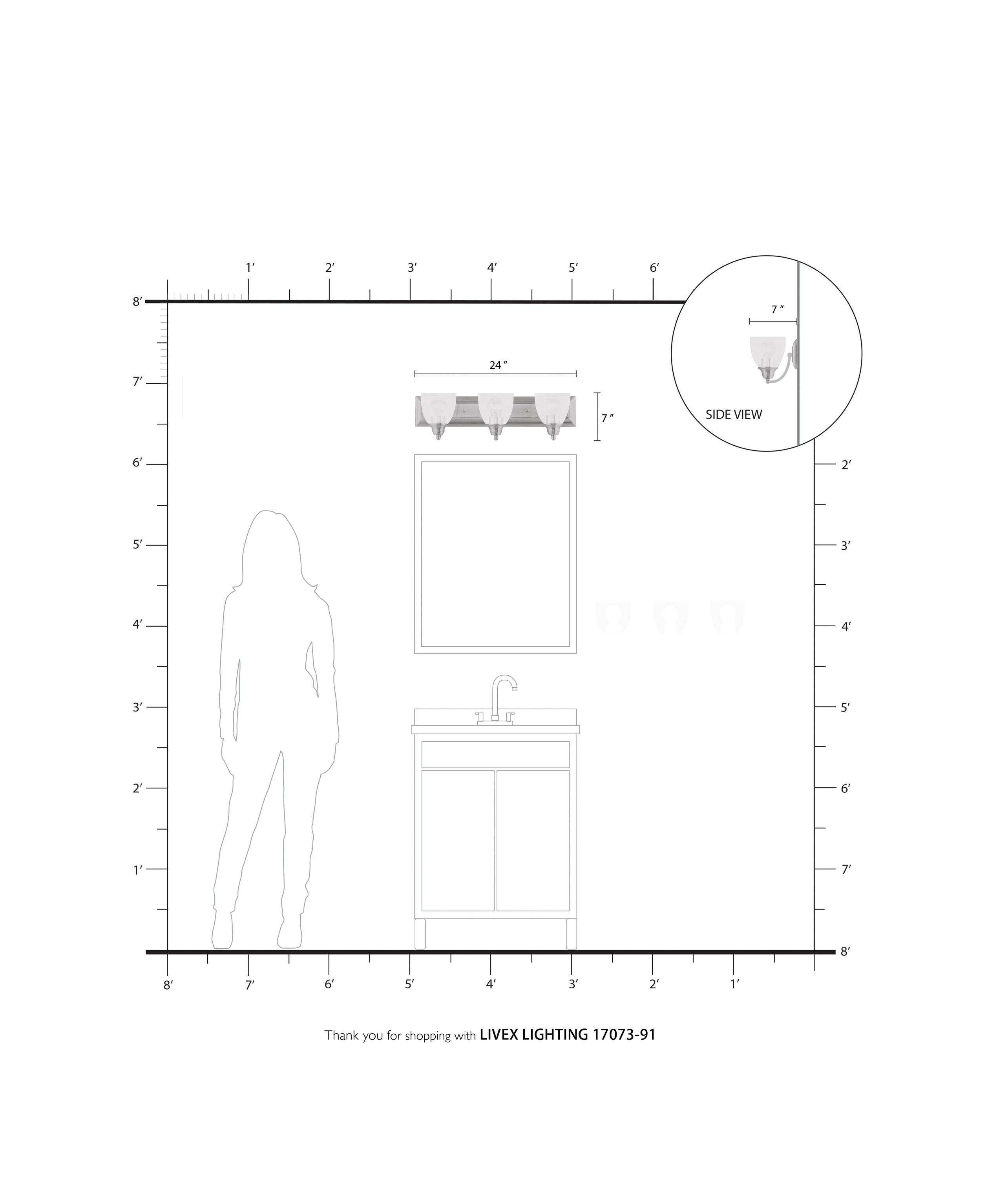 Livex Lighting - Birmingham - 3 Light Bath Vanity in New Traditional Style - 24