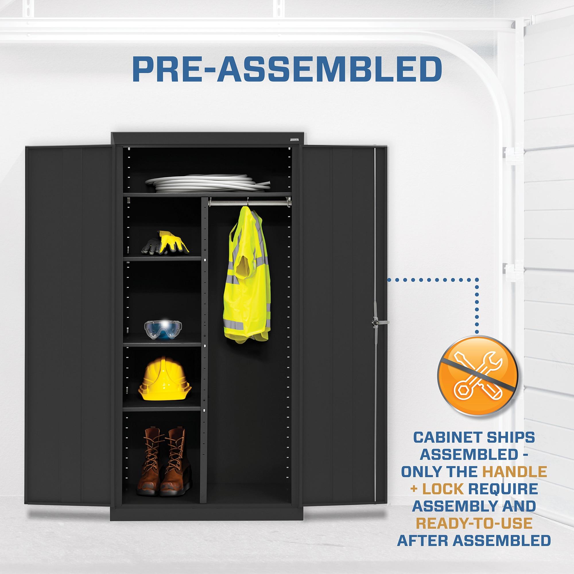 Classic Series 36"W x 72"H x 24"D Combination Storage Cabinet with Adjustable Shelves, Black