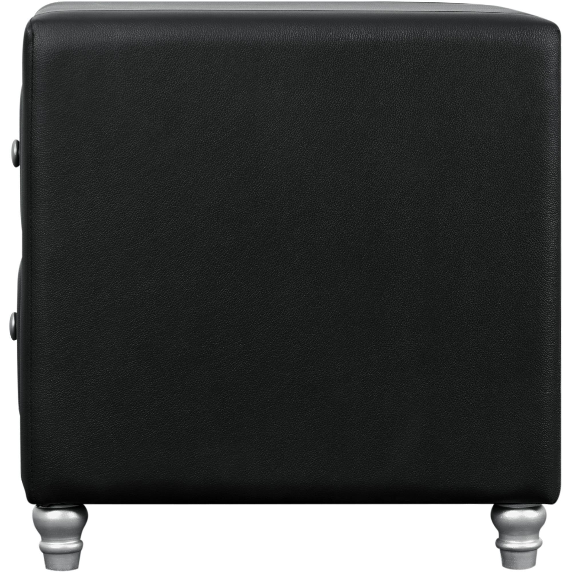 Camden Isle Upholstered 2 Drawer Nightstand in Black Faux Leather