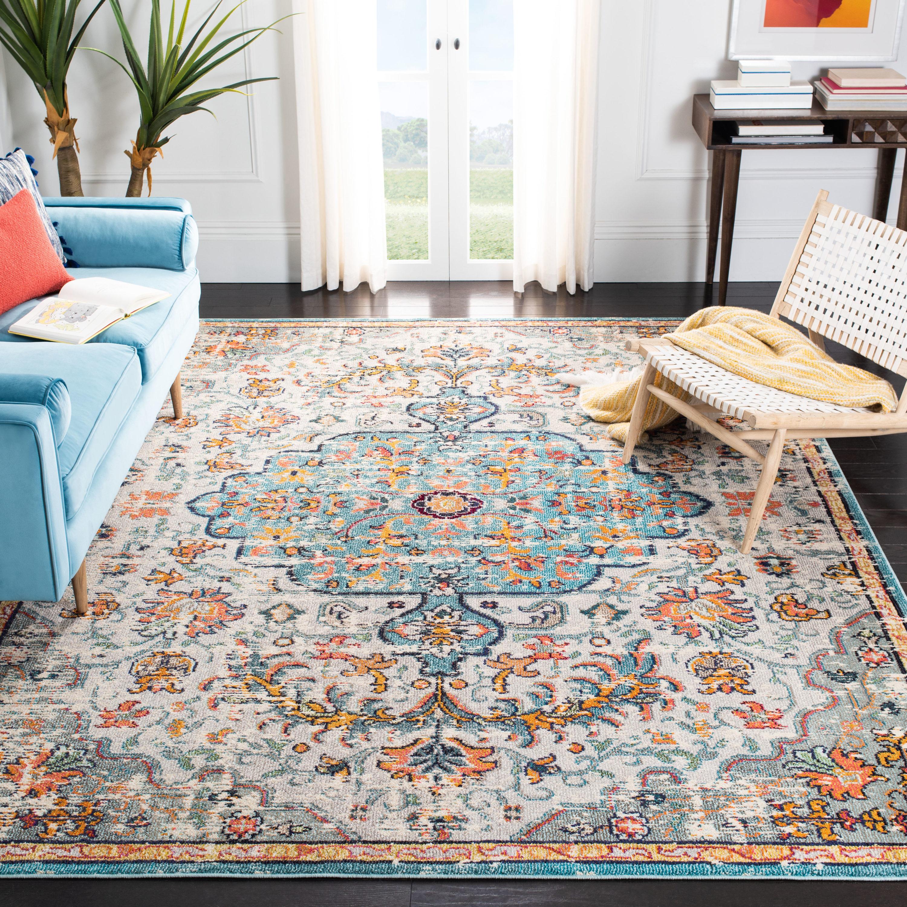 Madison MAD447 Power Loomed Indoor Area Rug - Grey/Light Blue - 8'x8' - Safavieh