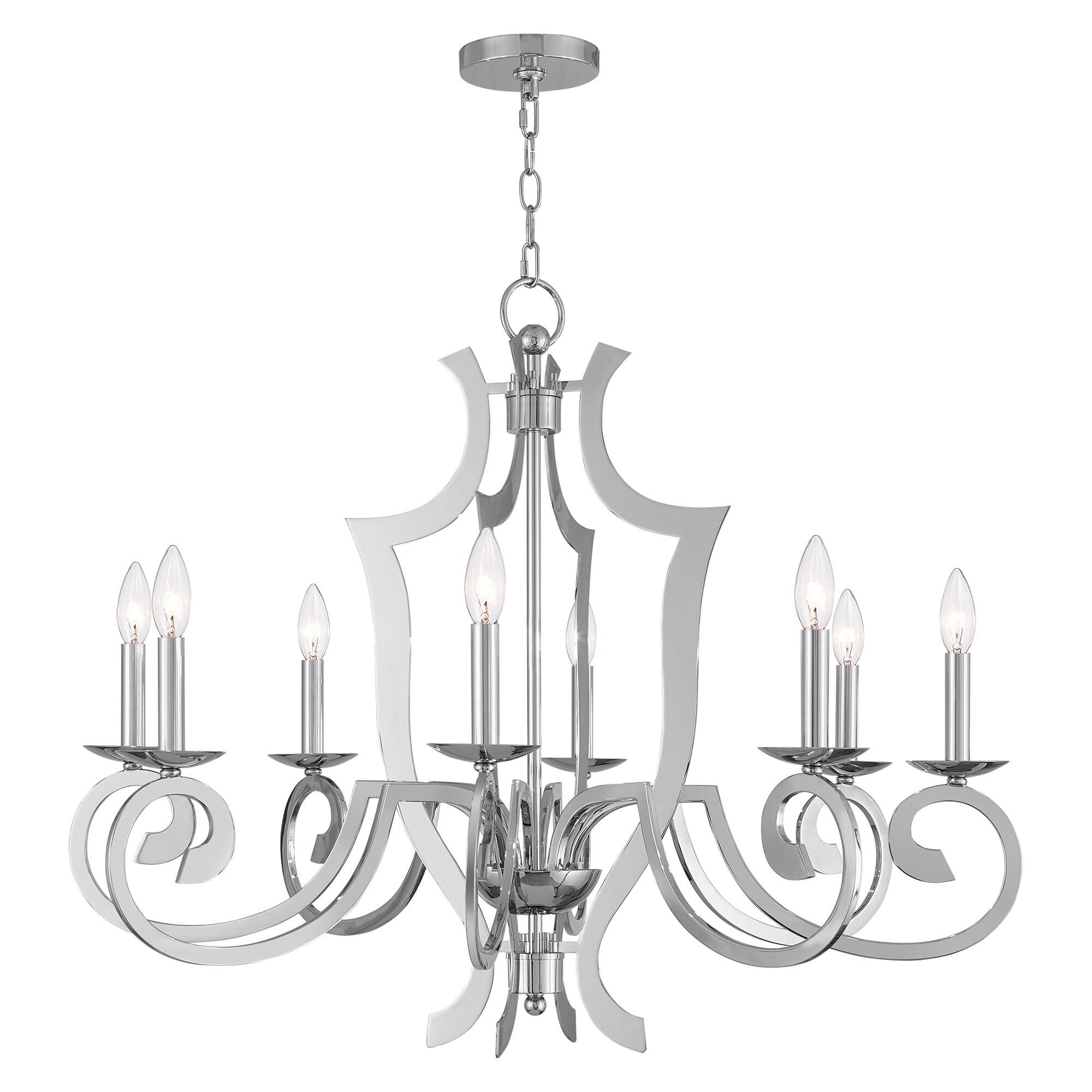 Aldrich 32.5" Polished Chrome 8-Light Candelabra Chandelier