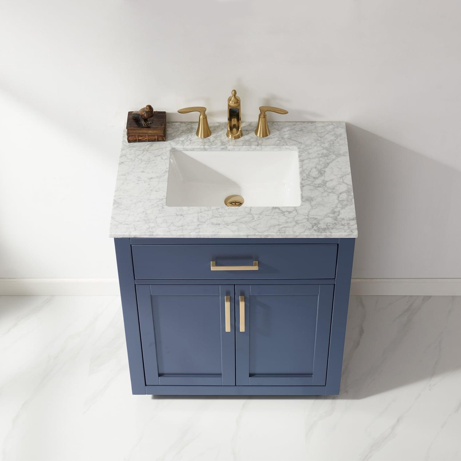 Ivy 30" Marble Countertop Single Vanity w/o Mirror Royal Blue