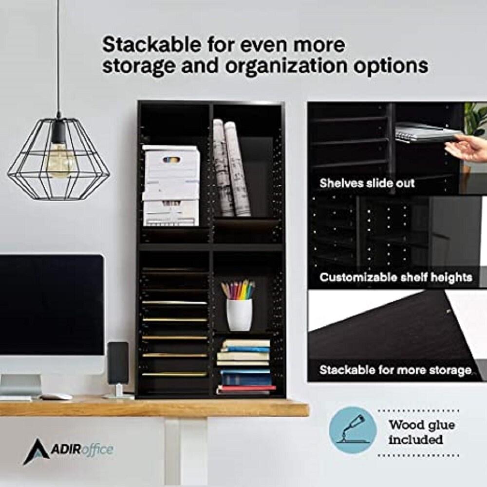 AdirOffice Manufactured Wood Compartment Organizer Literature Sorter