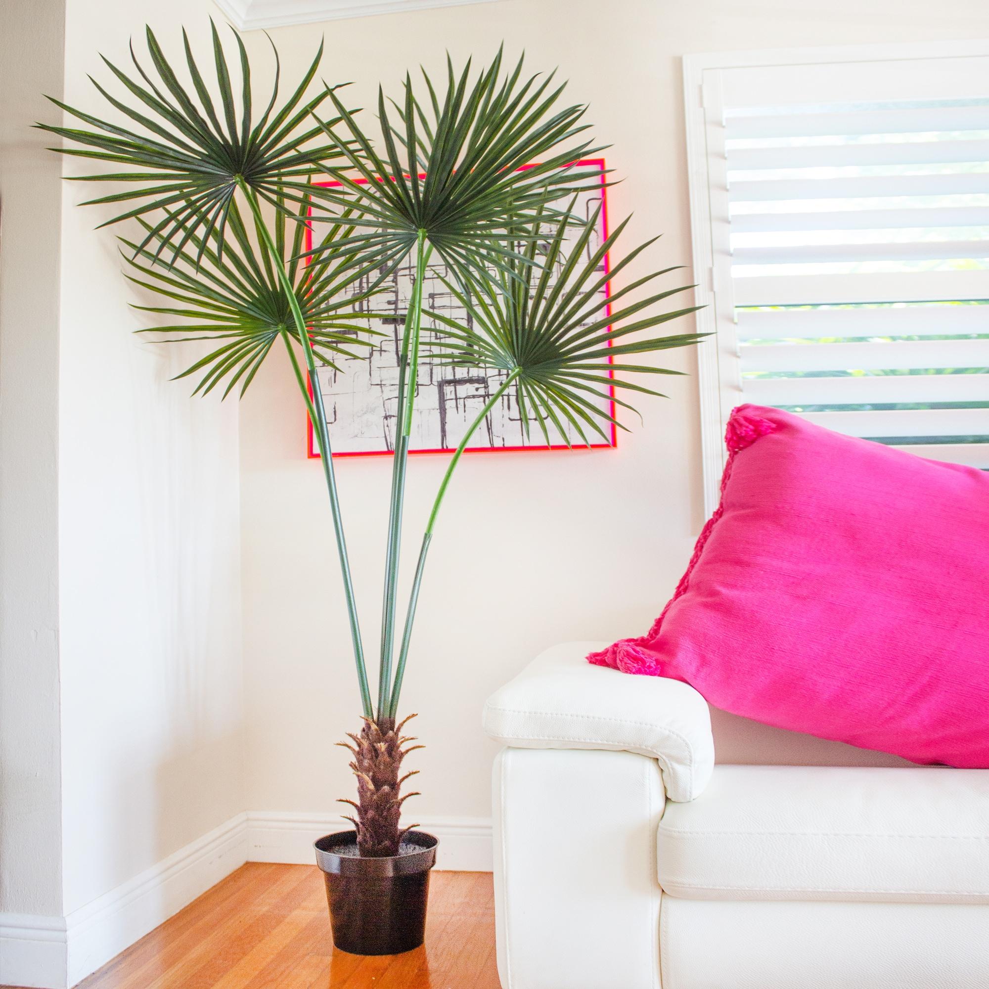 Nearly Natural 7-ft Fan Palm Tree UV Resistant (Indoor/Outdoor)