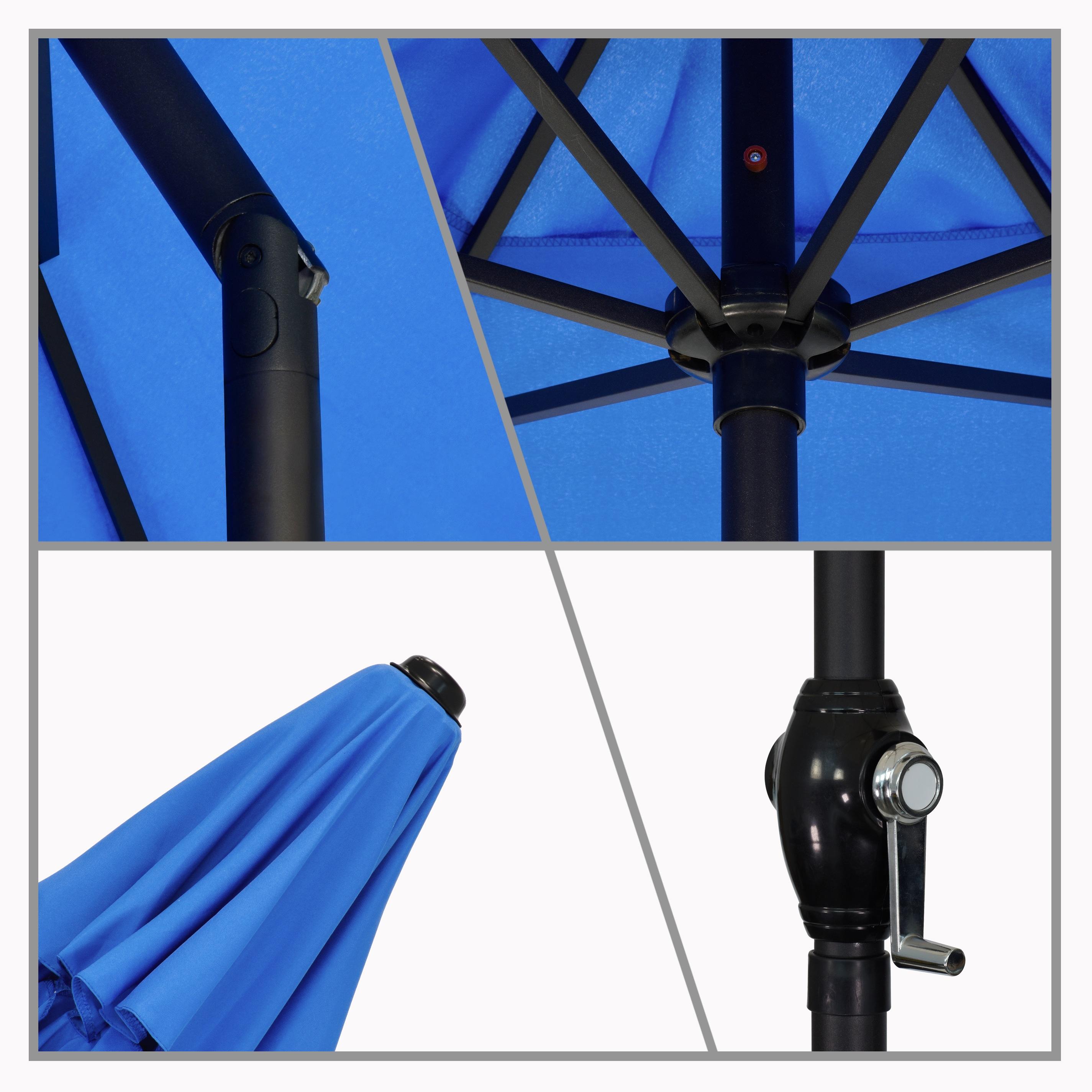 9 ft. Eco Series Crank Lift Push Tilt Steel Market Umbrella, Pacific Blue Polyester