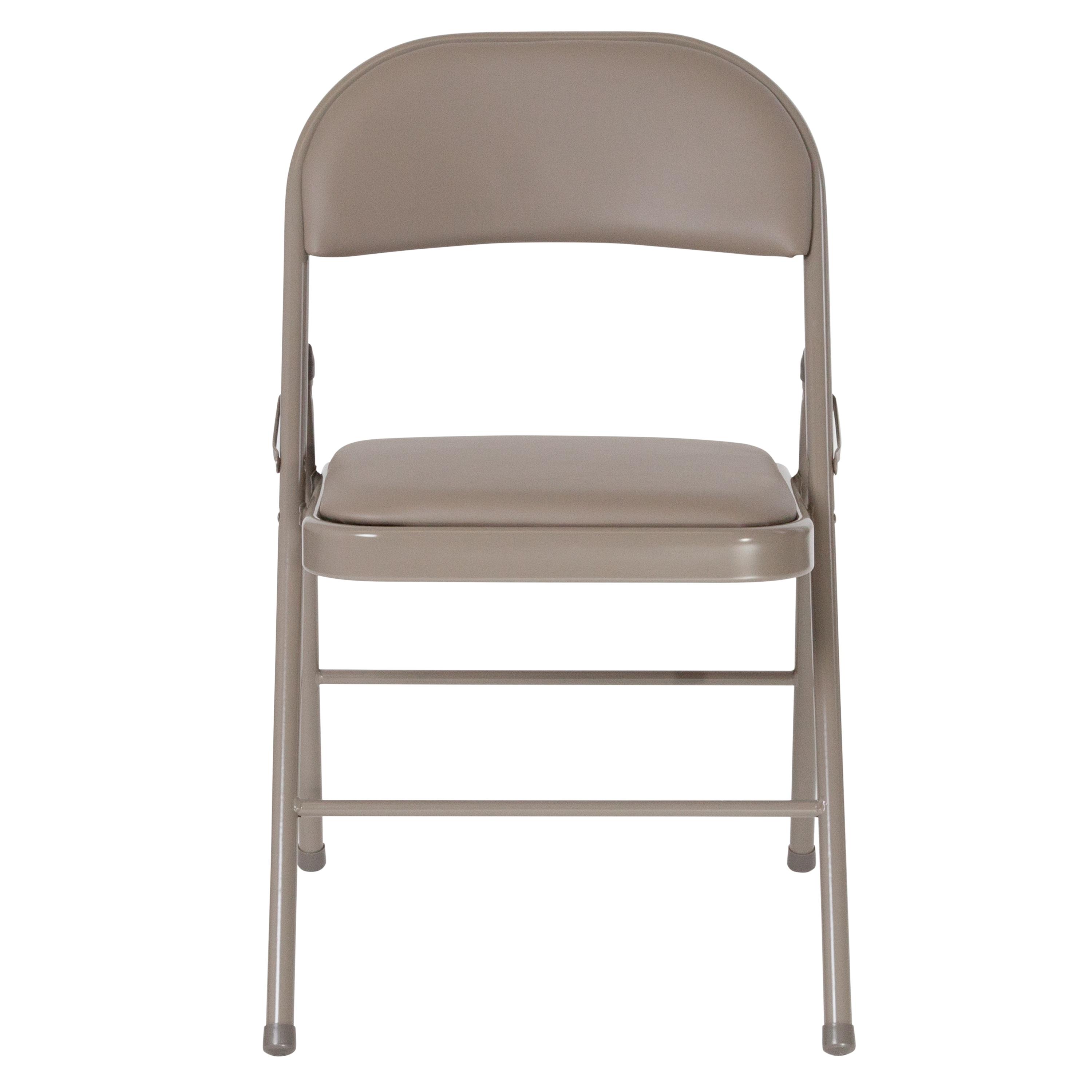 Flash Furniture 4 Pack HERCULES Series Double Braced Gray Vinyl Folding Chair