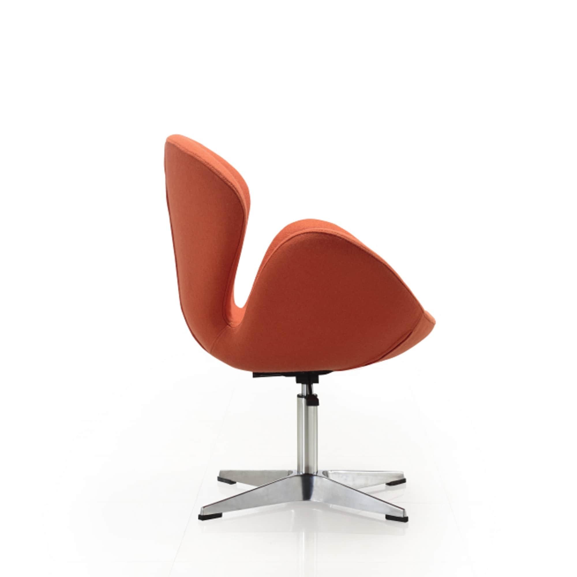 Set of 2 Raspberry Faux Leather Adjustable Swivel Chairs Orange - Manhattan Comfort: Retro Chic, Bedroom Suitable