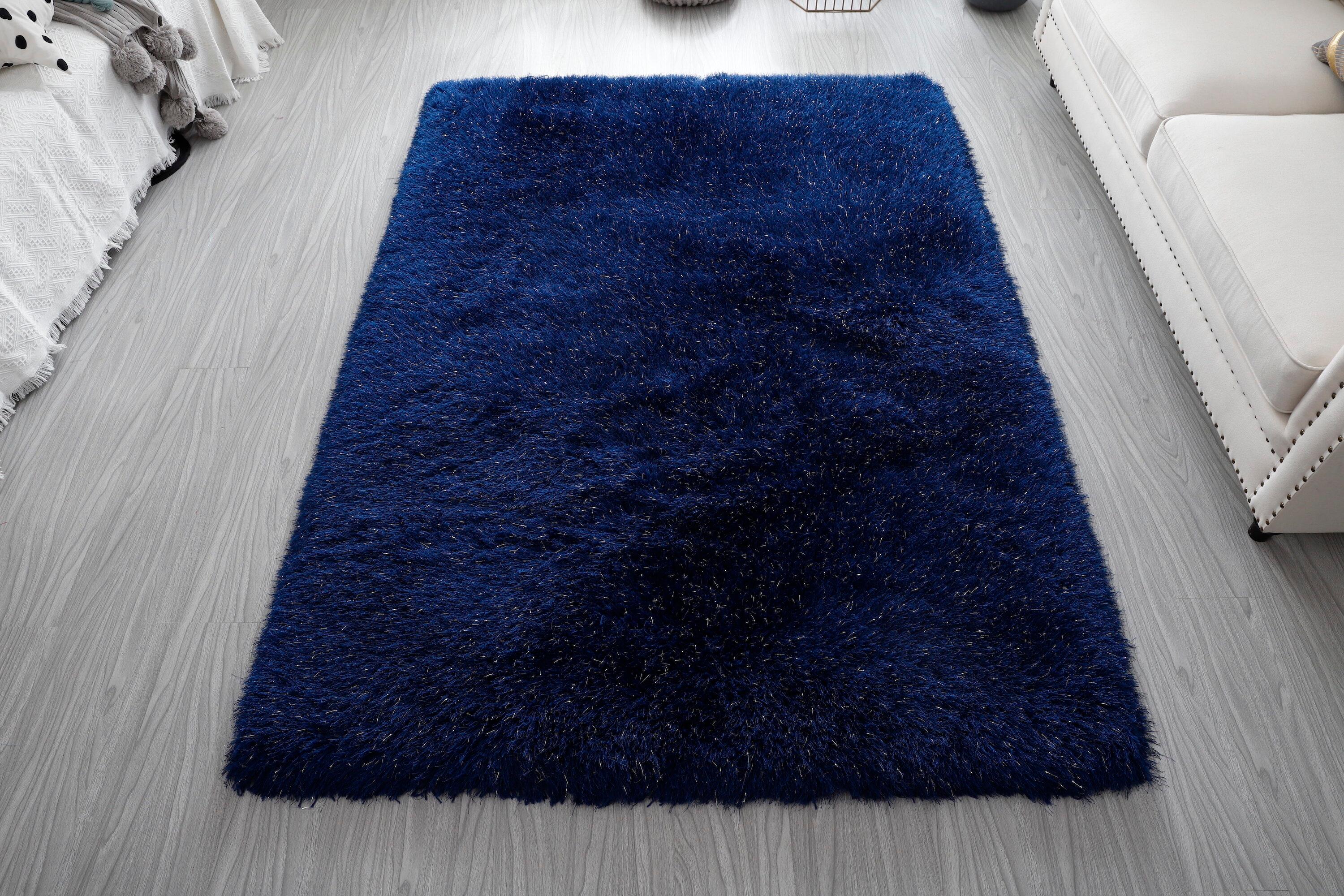 LOCHAS Ultra Soft Indoor Modern Area Rugs Fluffy Living Room Carpets for Children Bedroom Home Decor Nursery Rug 3x5 Feet, Navy