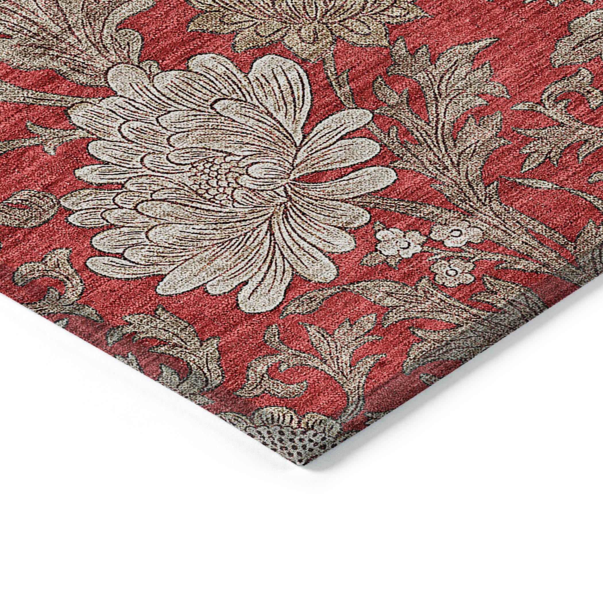 Addison Rugs Machine Washable Indoor/ Outdoor Chantille Floral Rug Red - 2'6" x 3'10"