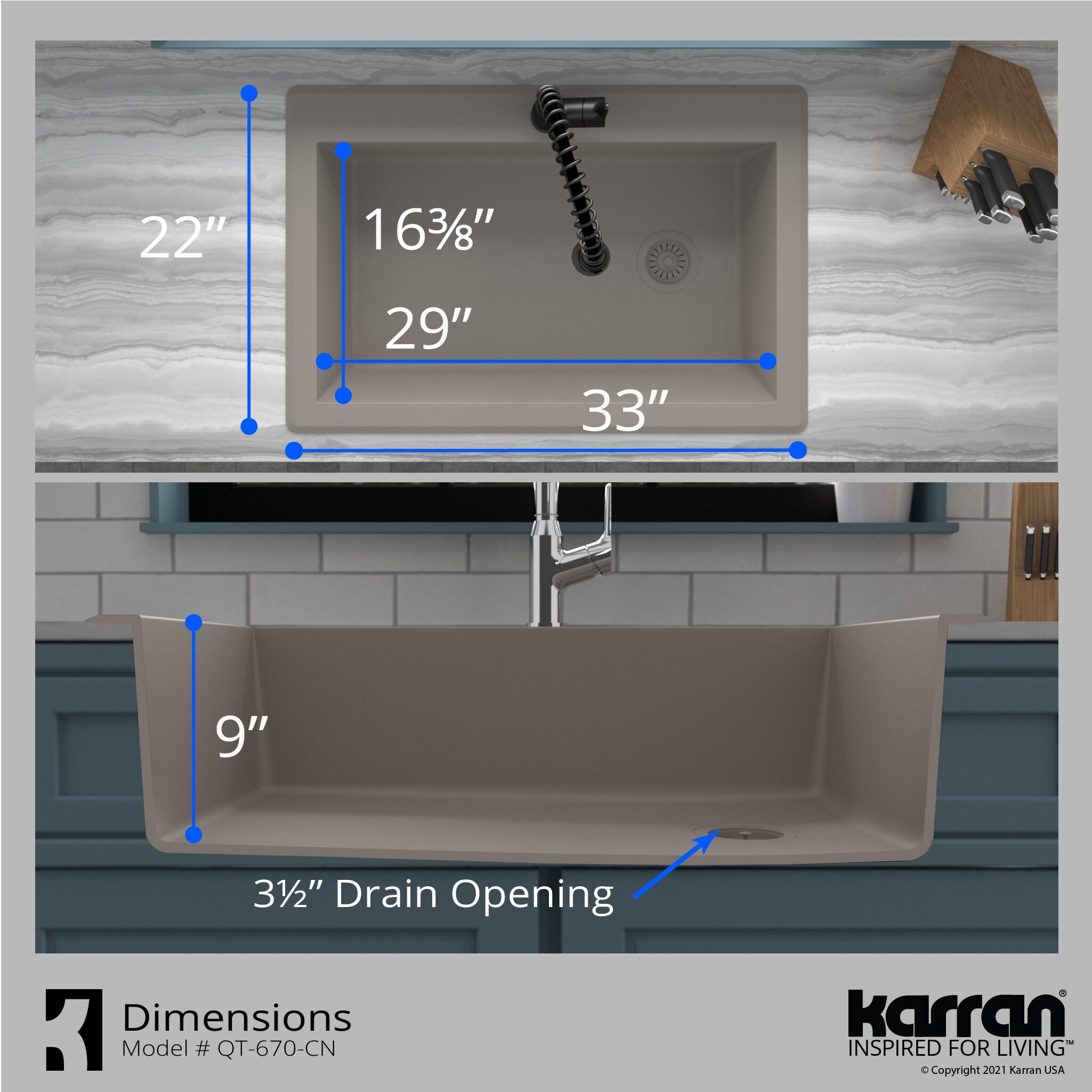 Karran Drop-in Quartz Composite 33'' X 22'' 1-Hole Single Bowl Kitchen Sink