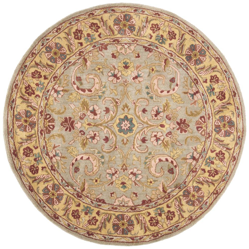 Heritage HG924 Handmade Area Rug - 6' Round - Grey/Gold - Safavieh