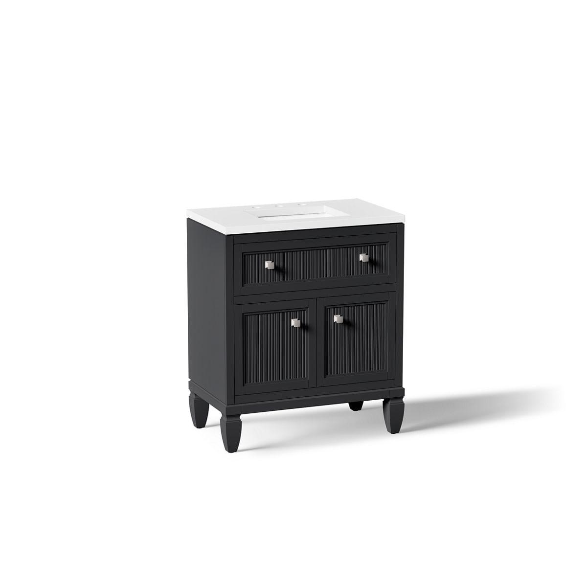 Hearthaven 30'' Free Standing Single Bathroom Vanity Cabinet with Sink and Quartz Top