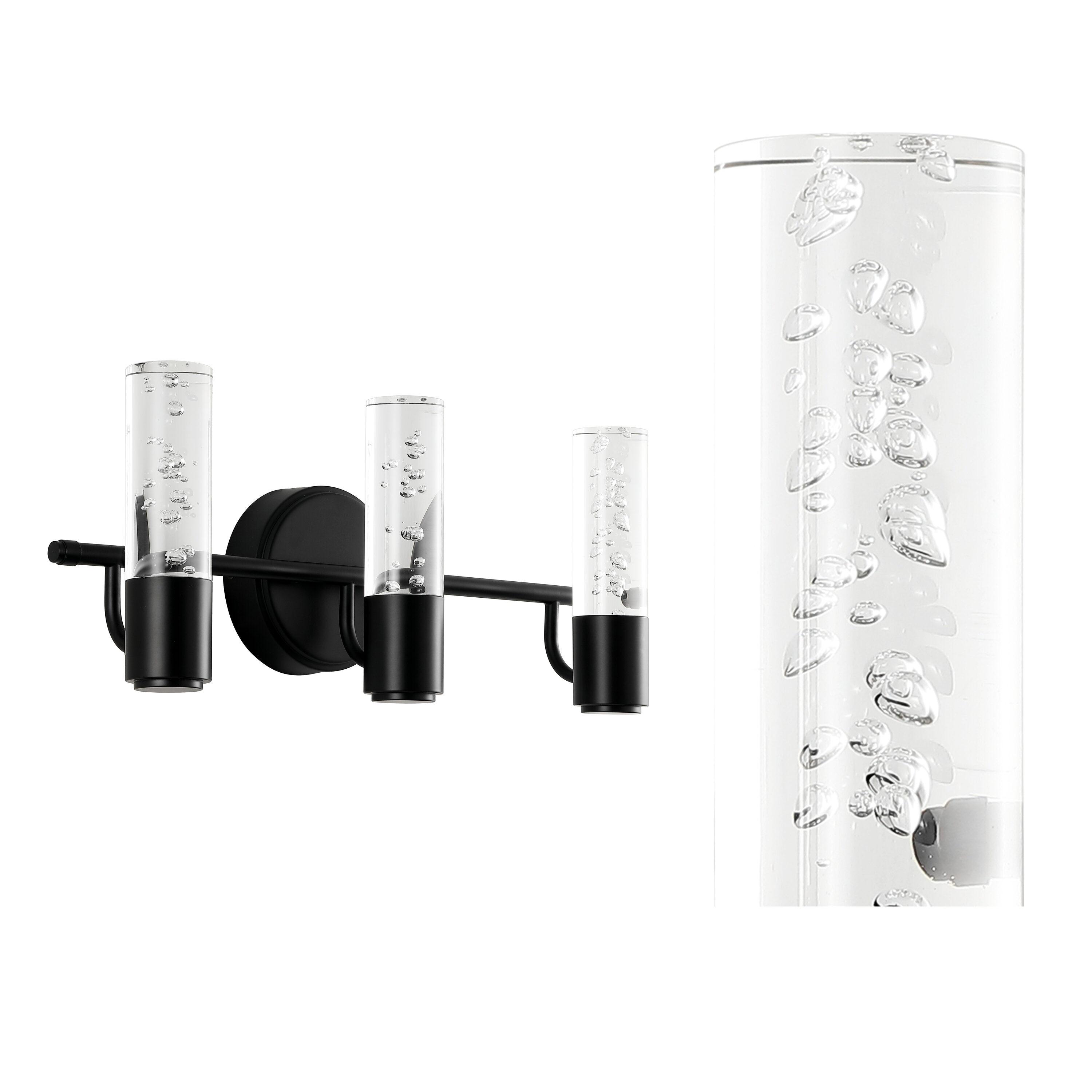 Bolha 18" 3-Light Minimalist Modern Bubble Acrylic/Iron Integrated LED Vanity Light, Black