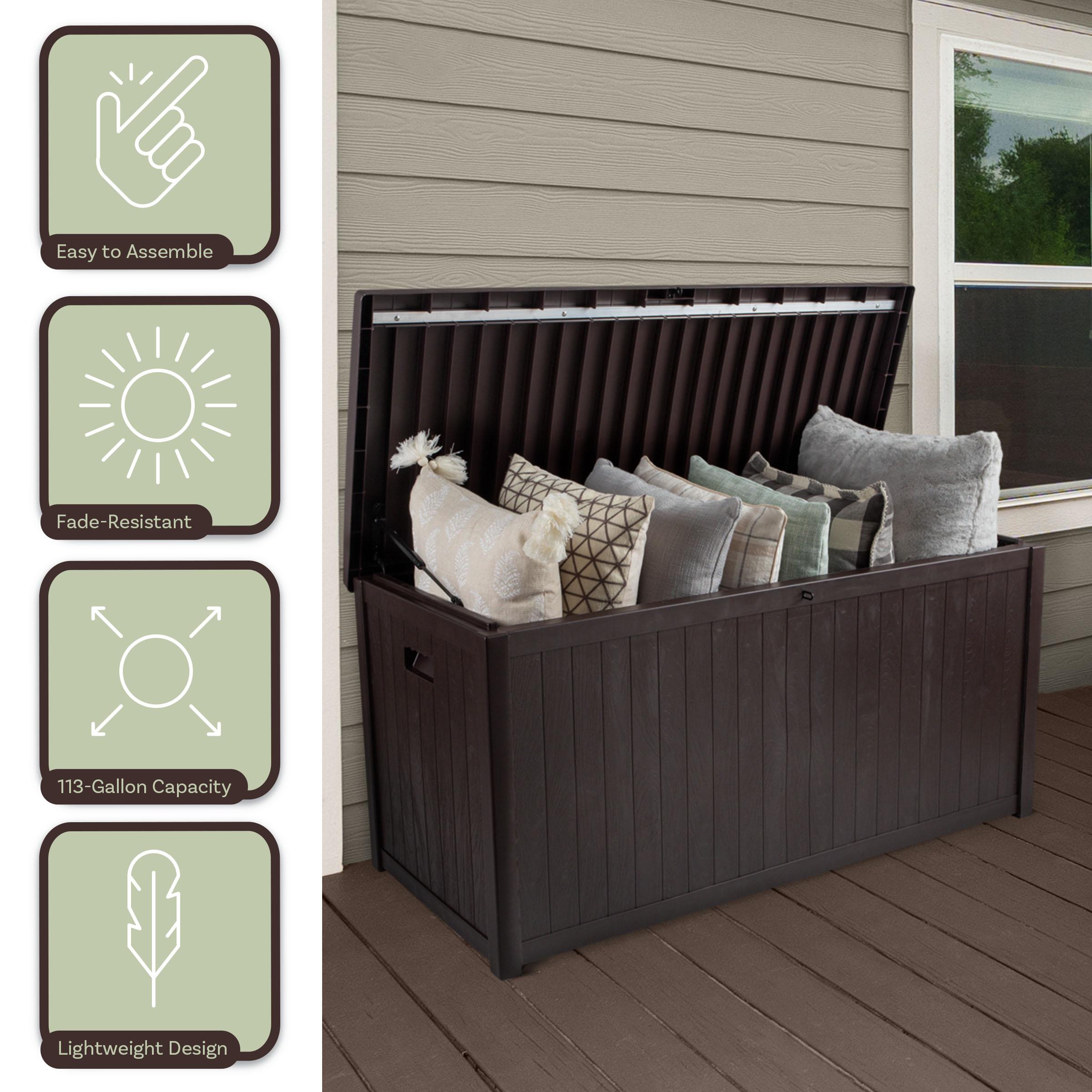 Pure Garden Outdoor Storage Box - 113 Gallon Lockable Deck Box for Pool Accessories, Patio Furniture Cushions, or Package Delivery for Outside by Pure Garden