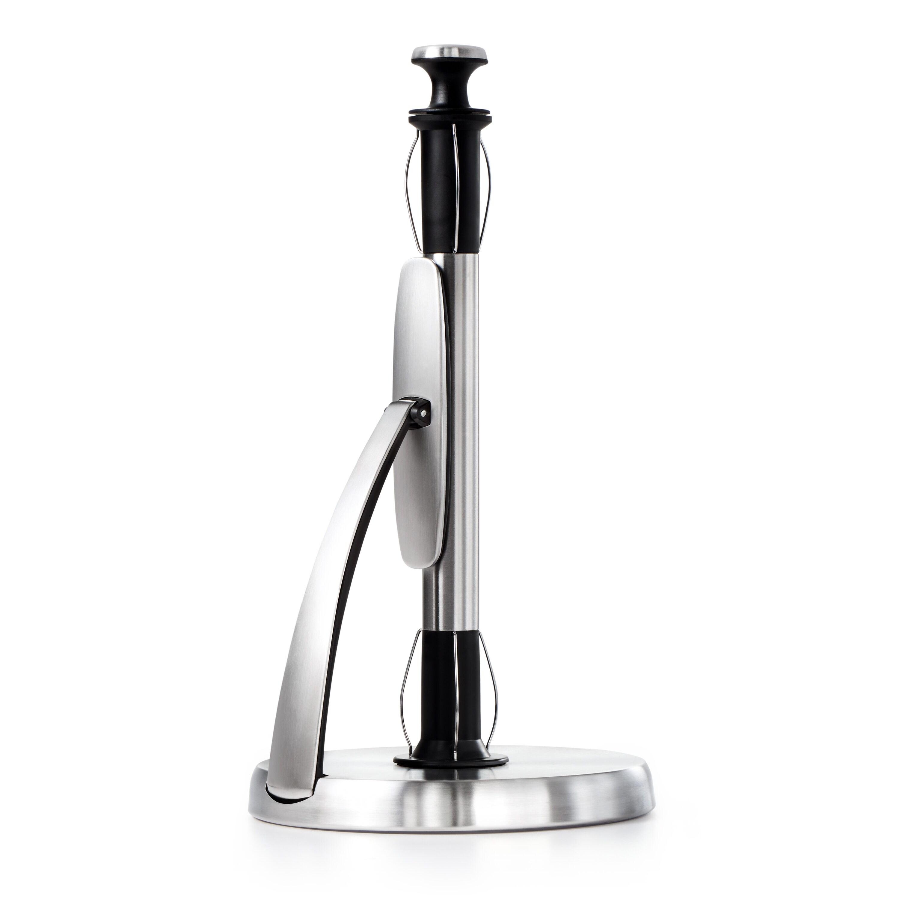 Stainless Steel and Black Freestanding Paper Towel Holder