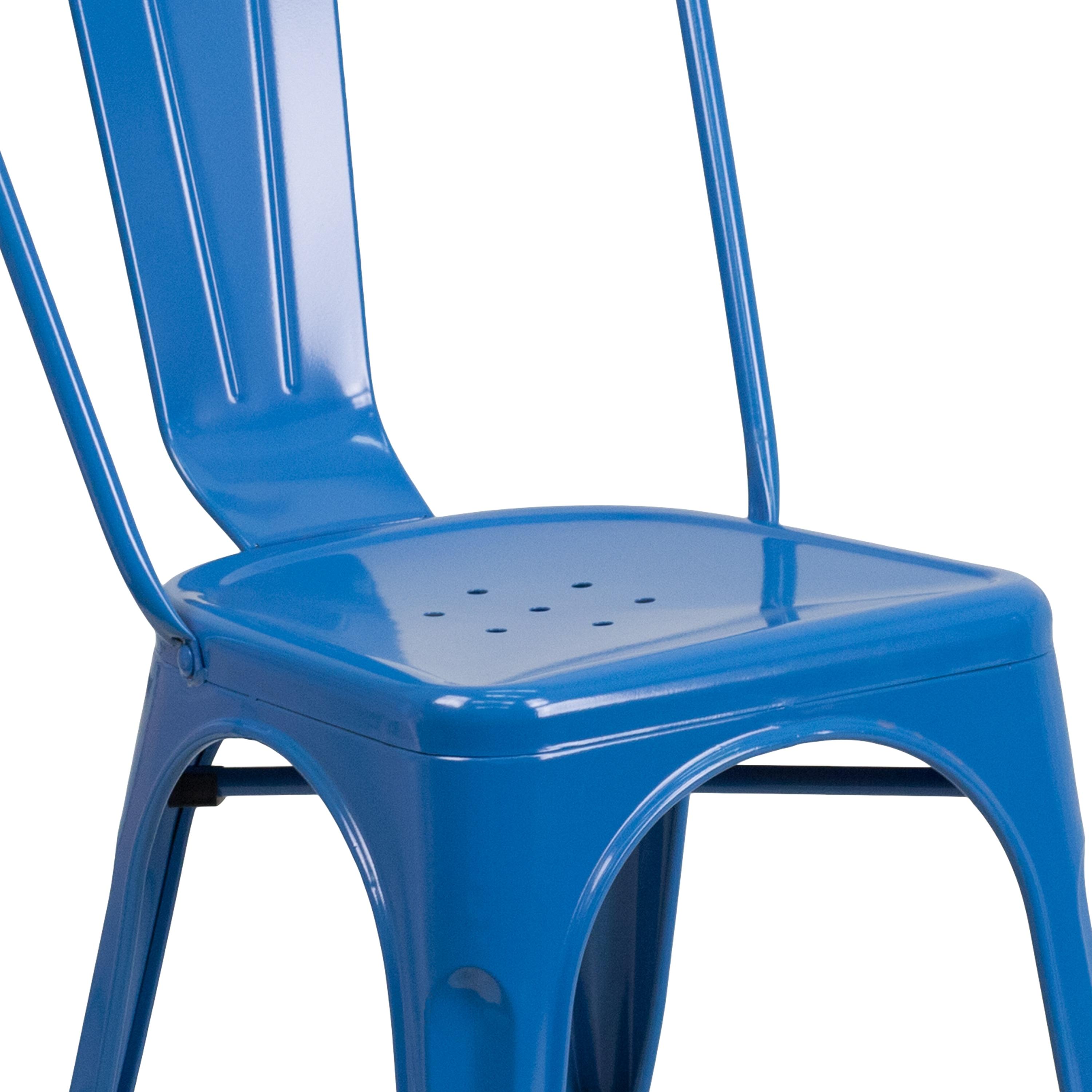 Flash Furniture Commercial Grade Blue Metal Indoor-Outdoor Stackable Chair