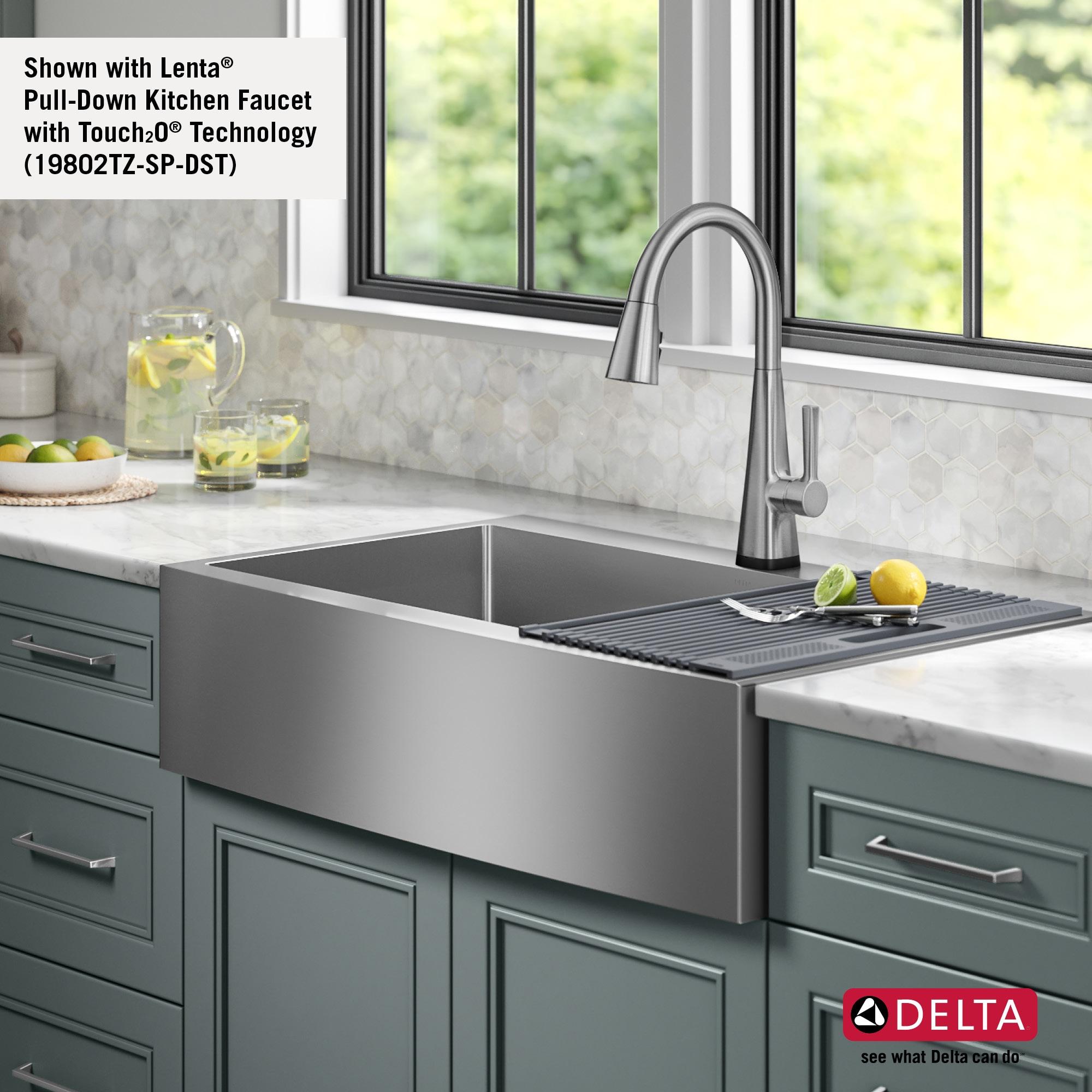 Lenta Retrofit Farmhouse Apron Front 16 Gauge Stainless Steel Single Bowl Kitchen Sink for Top Mount Installation