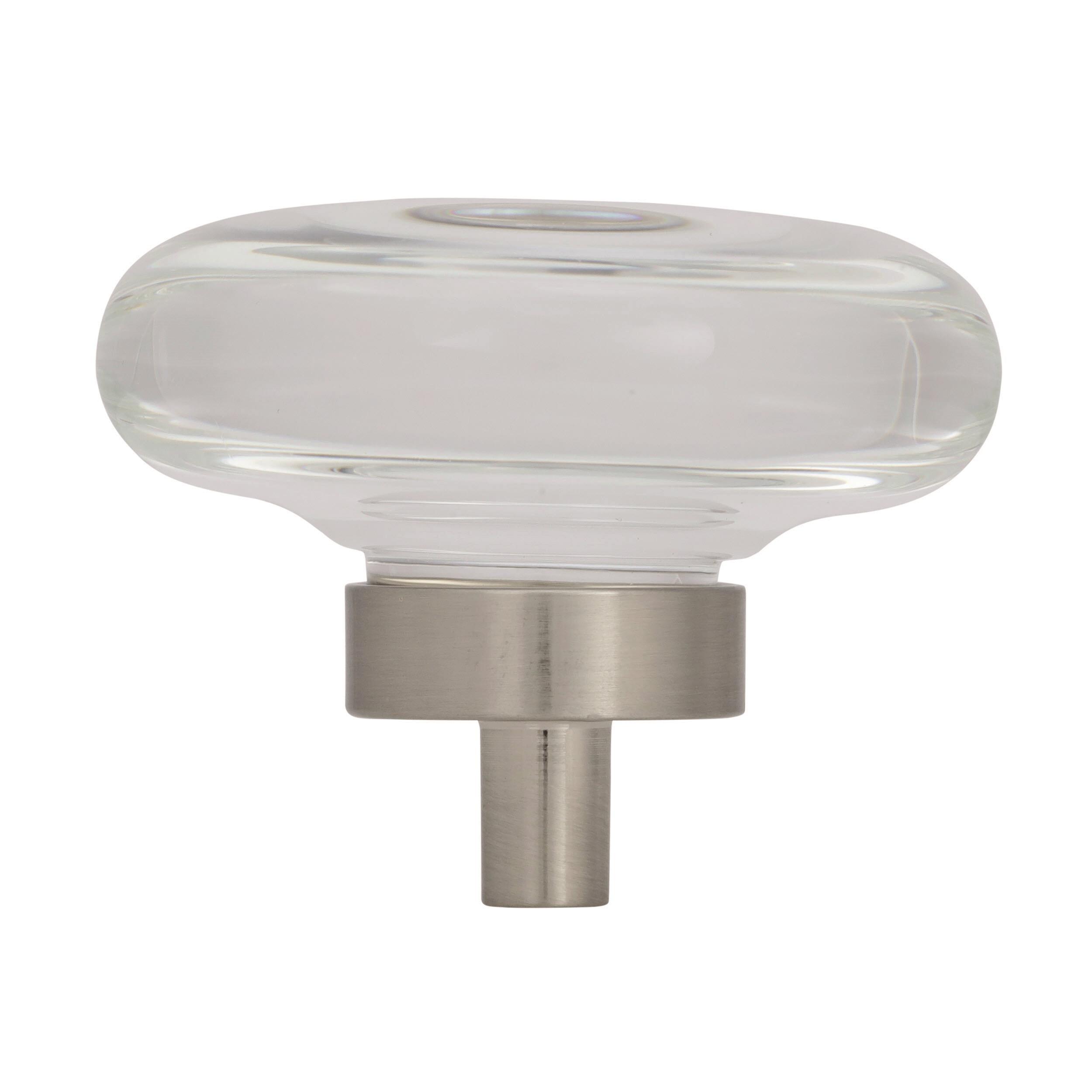 Amerock Glacio 1-3/4 inch (44mm) Diameter Clear/Satin Nickel Cabinet Knob