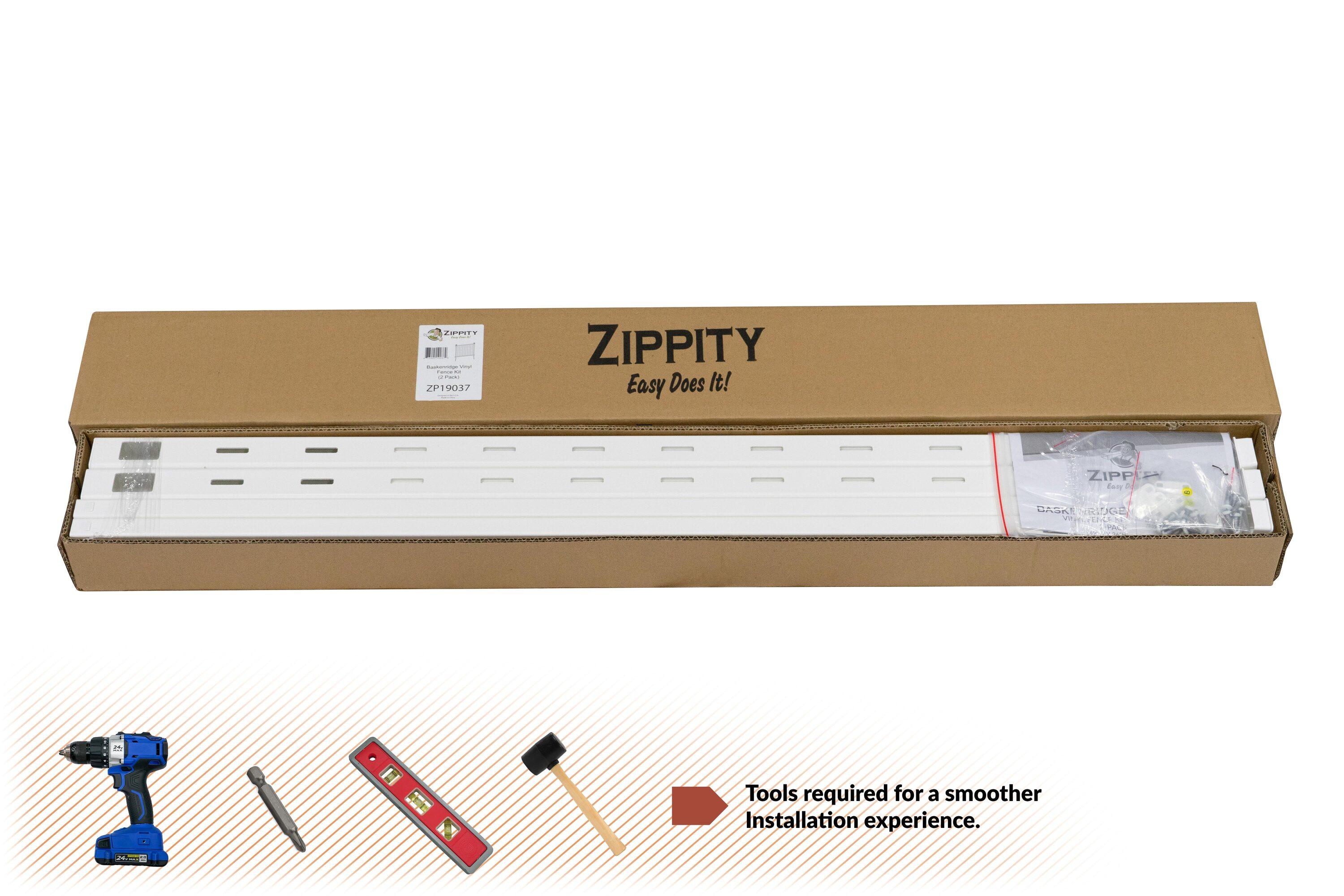 3ft H x 3.5ft W (2 Panels) No Dig Zippity Baskenridge Fence Panel Kit, Vinyl Fence Panel, White Vinyl Fences for Yard, Temporary Fence for Backyard, White Picket Fence Garden Border, DIY Fence ZP19037