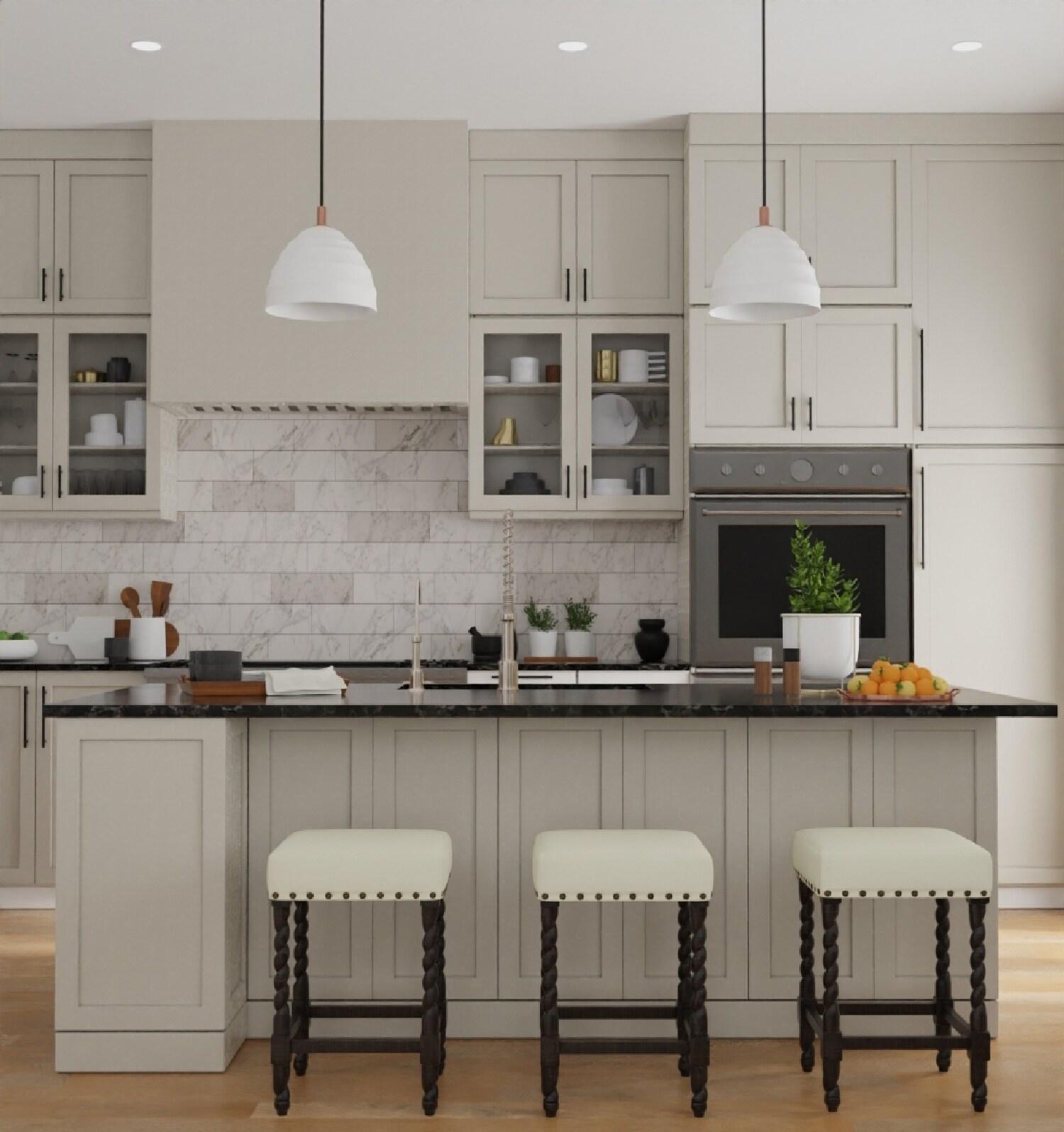 Carolina Living Remick 24" Counter Stool - Espresso - Linen Upholstery