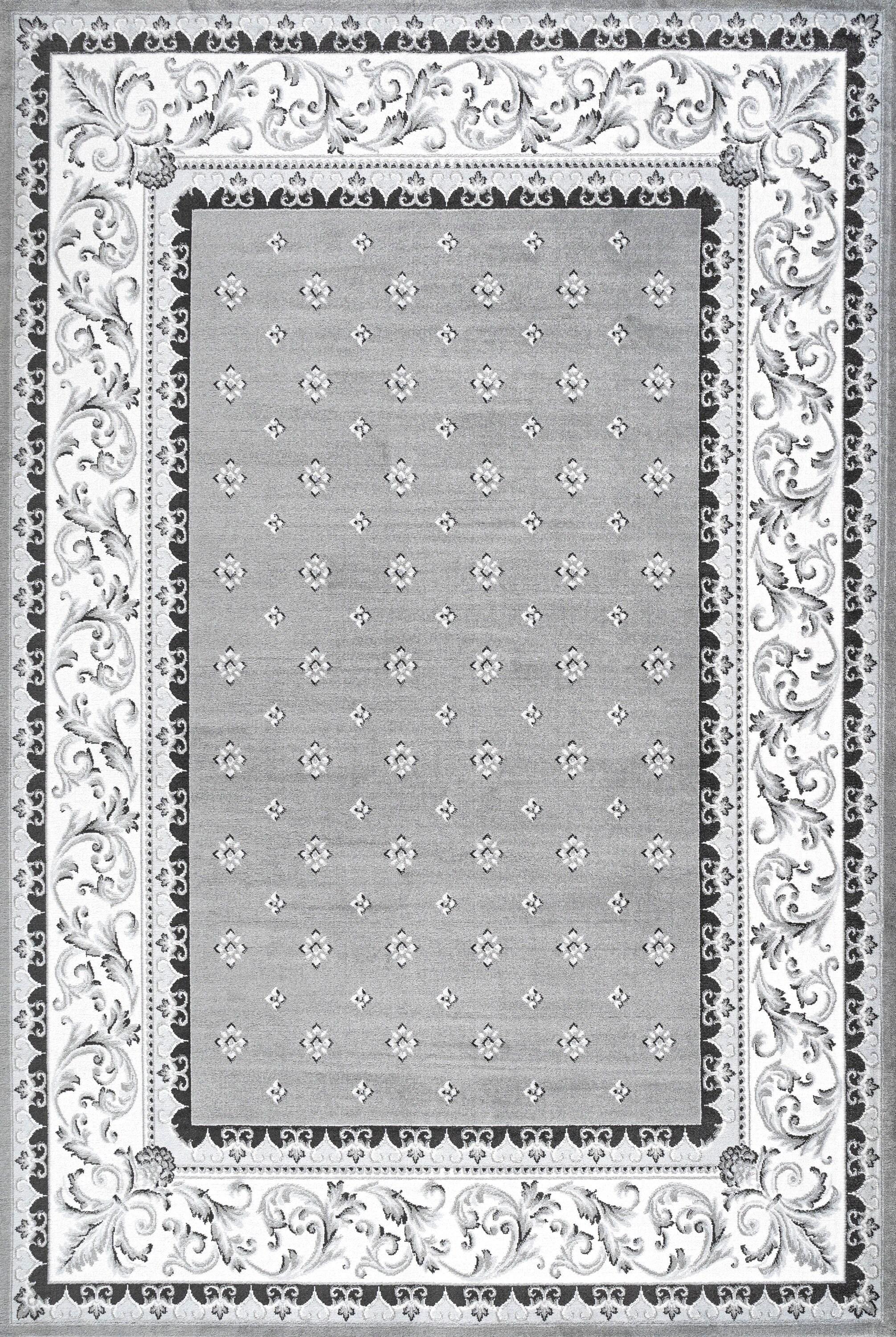 3'x 5' Acanthus French Border Area Rug, Gray/Cream - JONATHAN Y