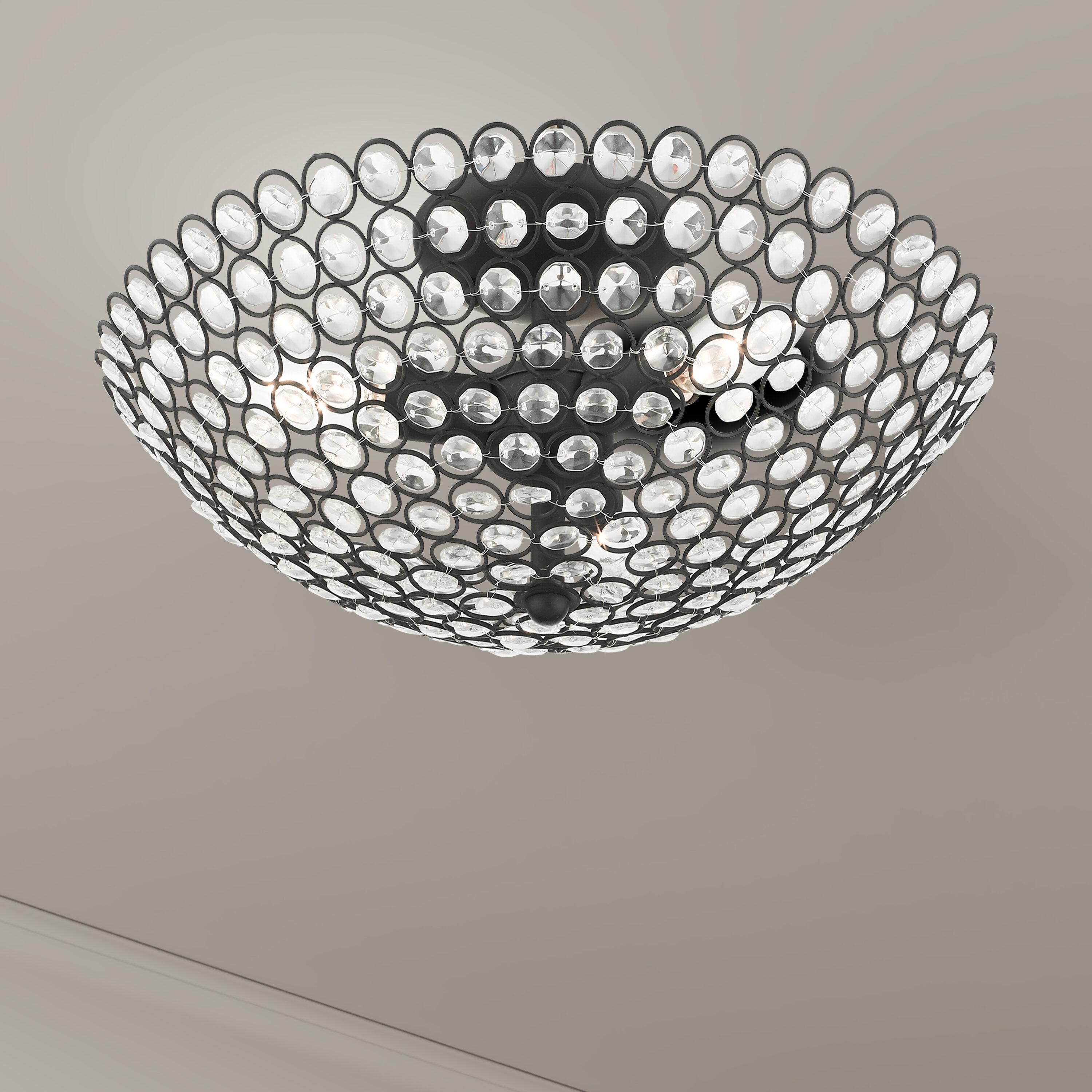 Livex Lighting Cassandra 3 - Light Semi-Flush Mount in  Black
