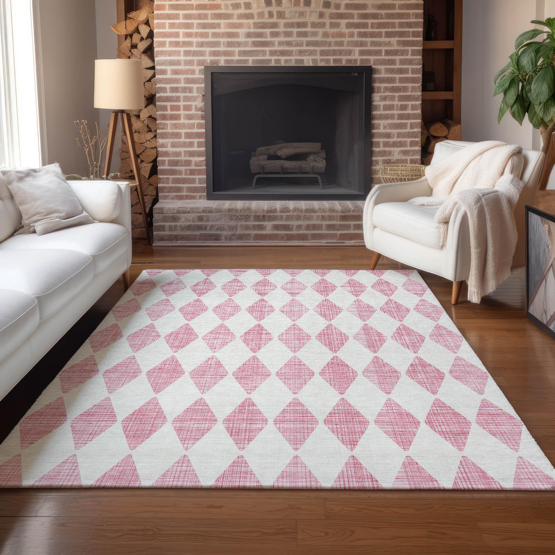Addison Rugs Machine Washable Indoor/ Outdoor Chantille Diamonds Rug Pink - 8' x 10'