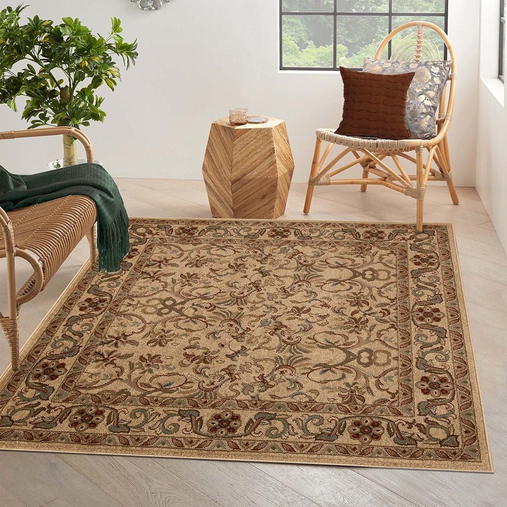 Superior Heritage Oriental Floral Indoor Area Rug, 8' x 8' Square, Ivory