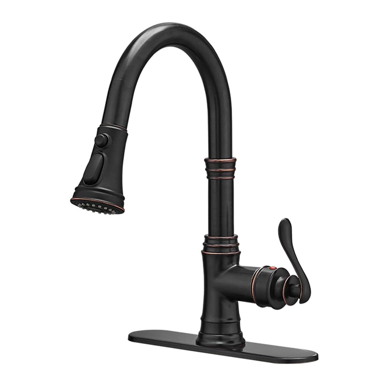 BWE Single-Handle Pull-Down Sprayer 3 Spray High Arc Kitchen Faucet With Deck Plate