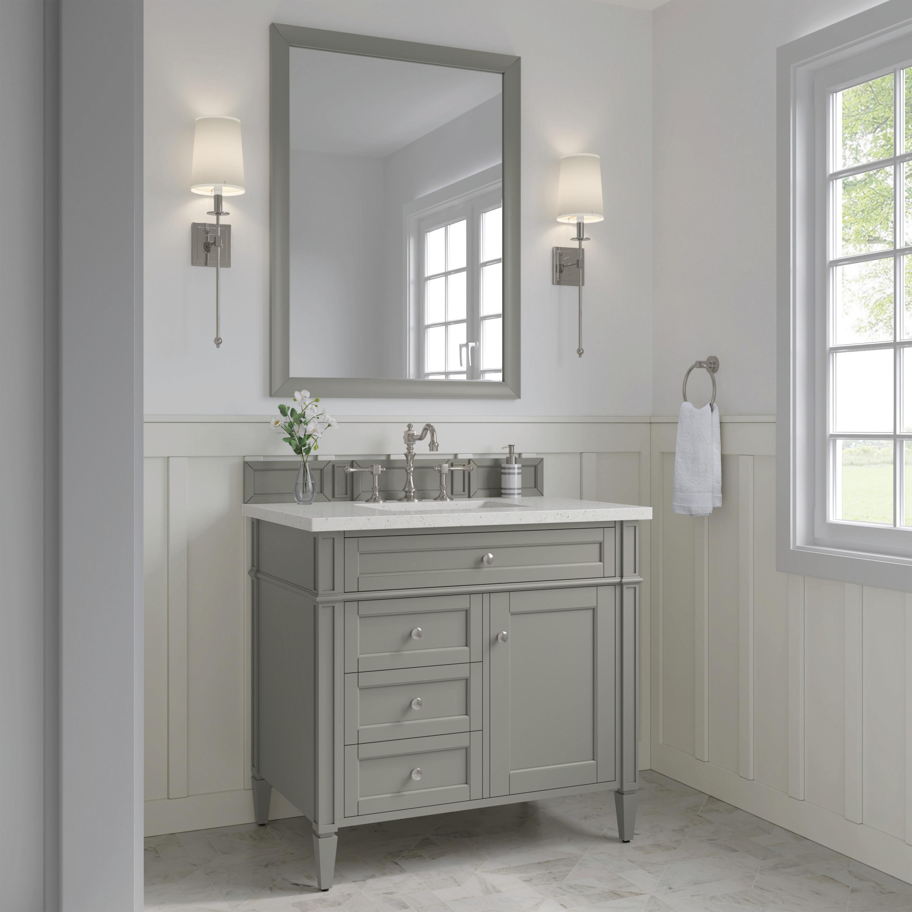 Urban Gray Solid Wood Single Vanity with Porcelain Sink