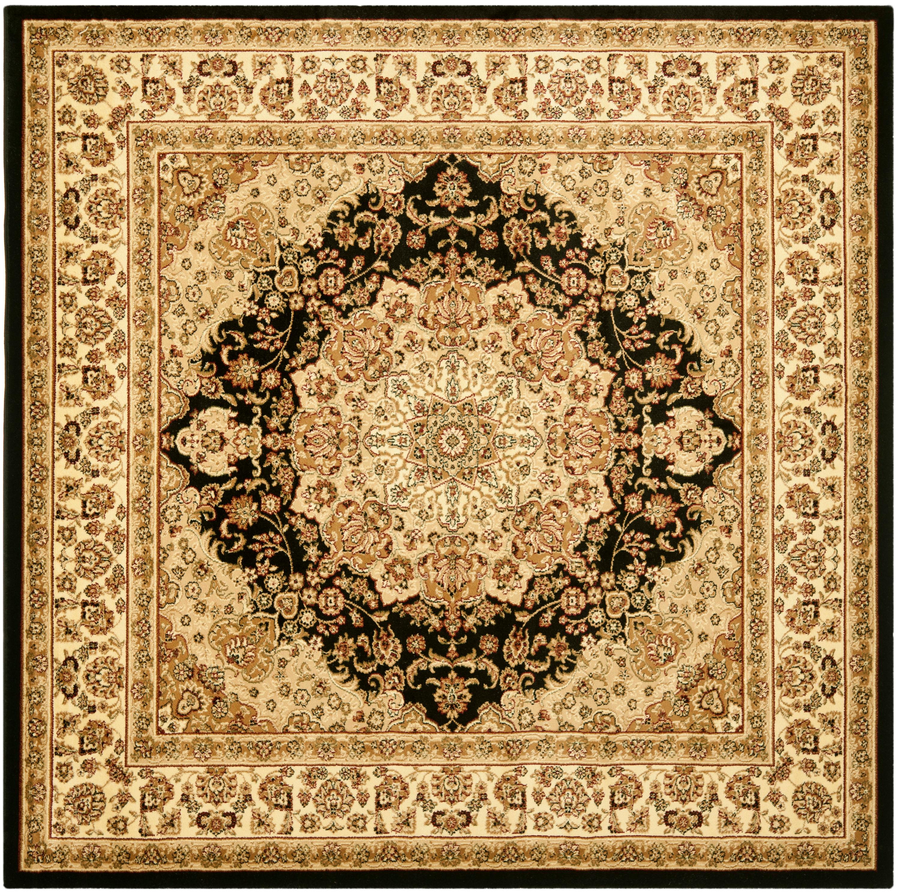 Lyndhurst LNH222 Power Loomed Area Rug - Black/Ivory - 8'x8' - Safavieh