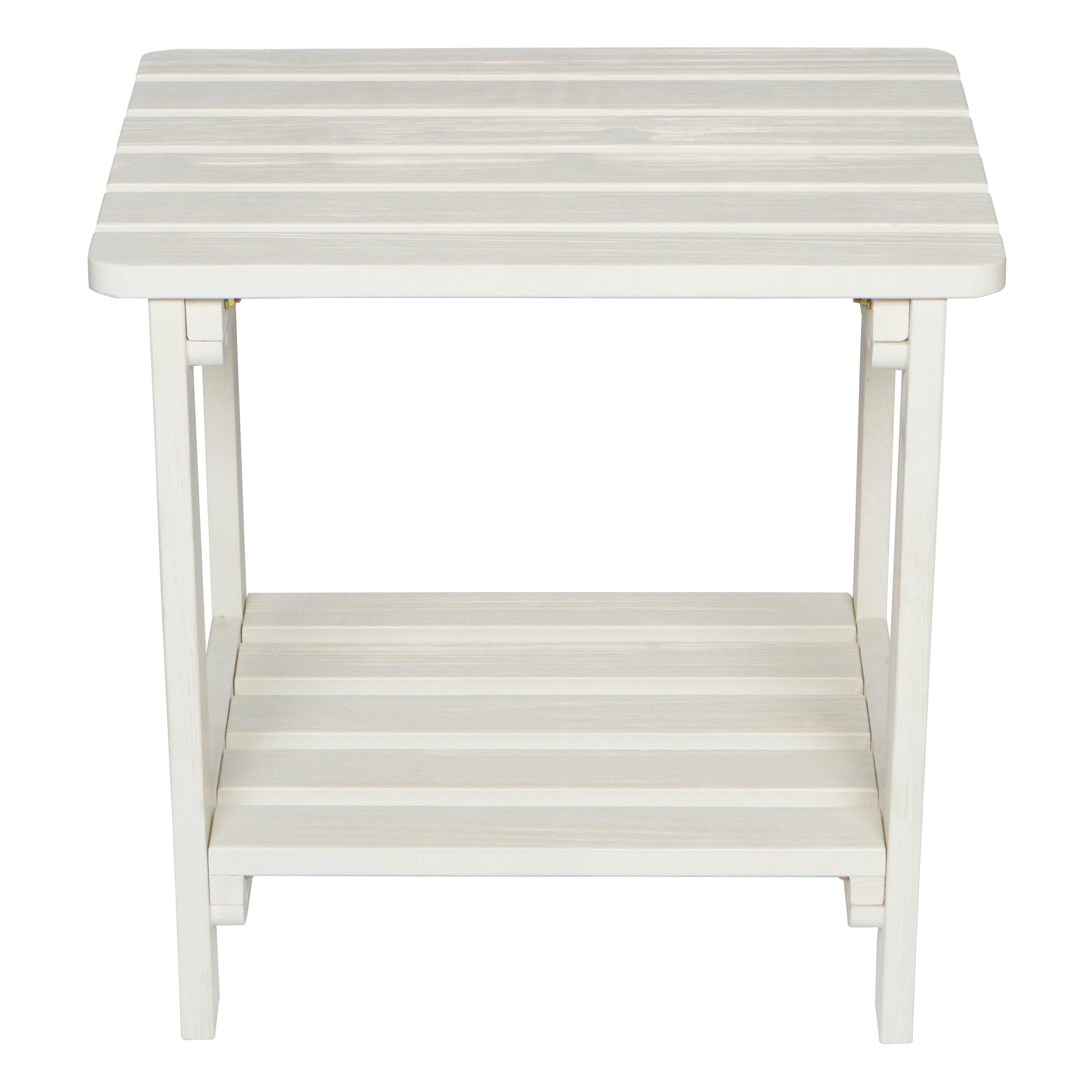 Shine Company Rectangular Traditional Wooden Indoor/Outdoor Side Table in White