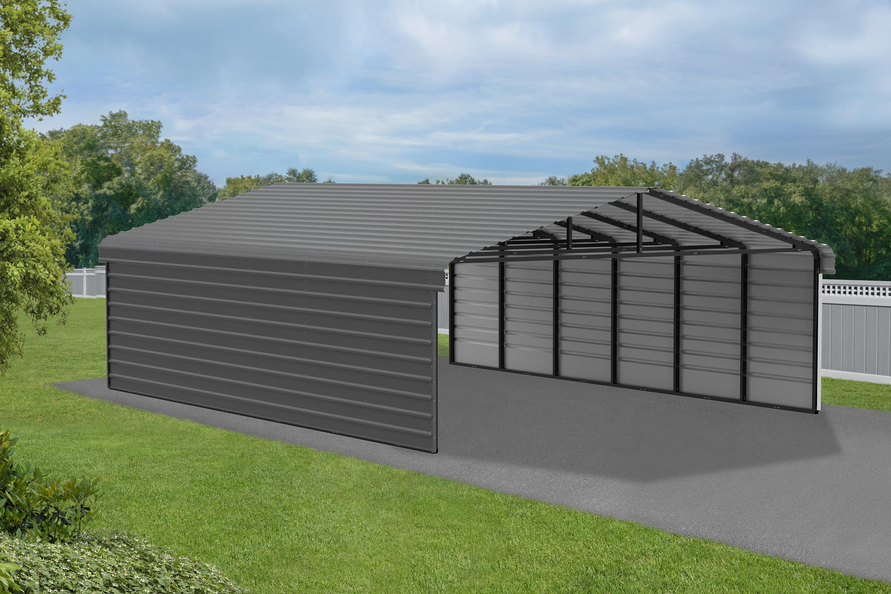 Arrow Charcoal Carport with 2-sided Enclosure