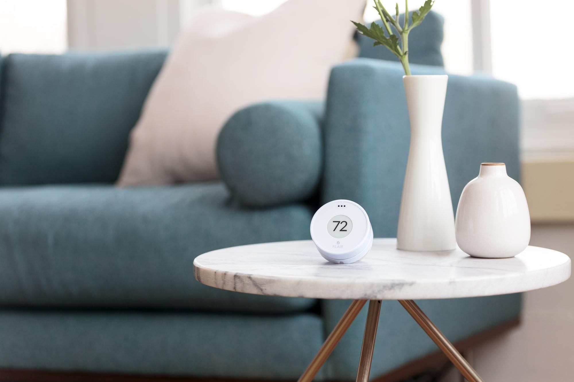 Flair Puck, WiFi Wireless Thermostat (Pearl White). Controls Flair Smart Vents. Compatible with Alexa, works with ecobee, Honeywell smart thermostats, and Google Assistant.