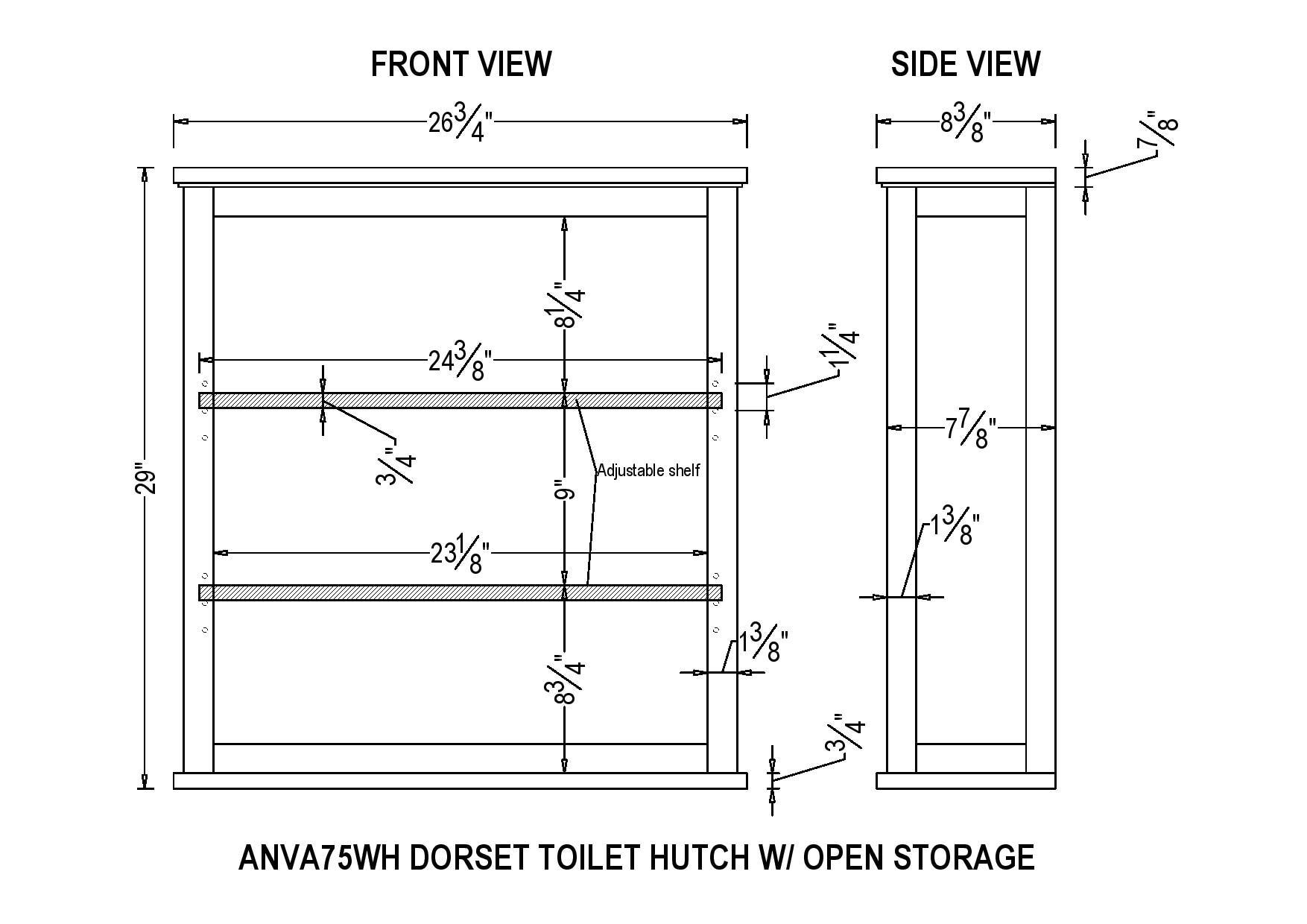 Dorset Wall Mounted Bath Storage Cabinet with Two Open Shelves White - Alaterre Furniture: Hardwood Construction, No Assembly Required